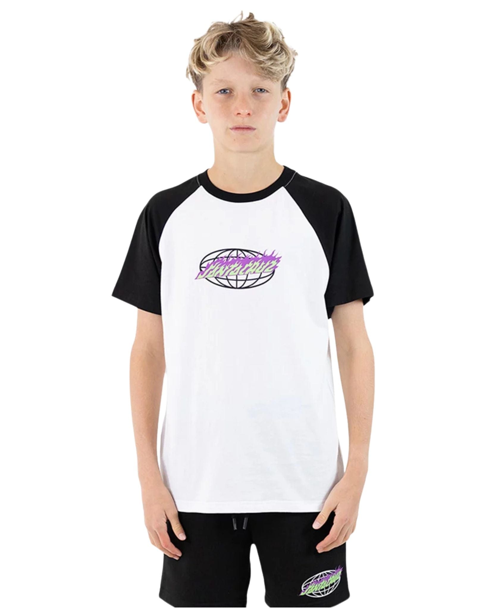 Santa Cruz Boys Global Flame Strip Front Tee