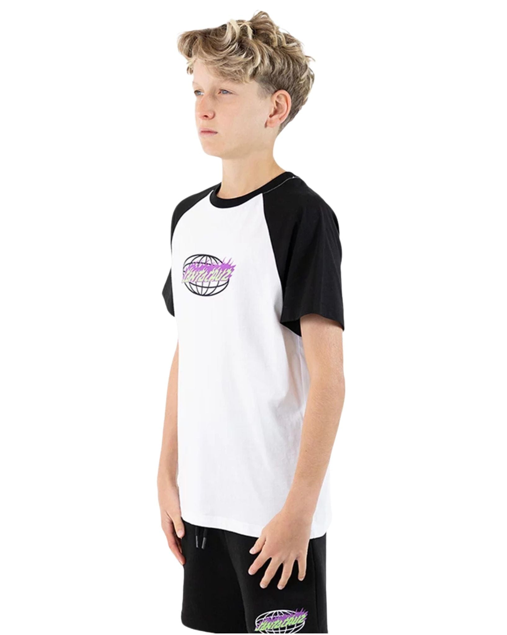 Santa Cruz Boys Global Flame Strip Front Tee