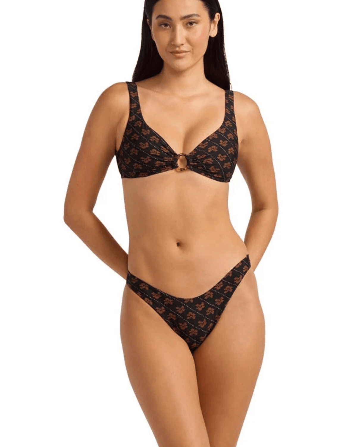 Seafolly Womens Bikini Bottoms Batik Bloom High Cut Pant - Black