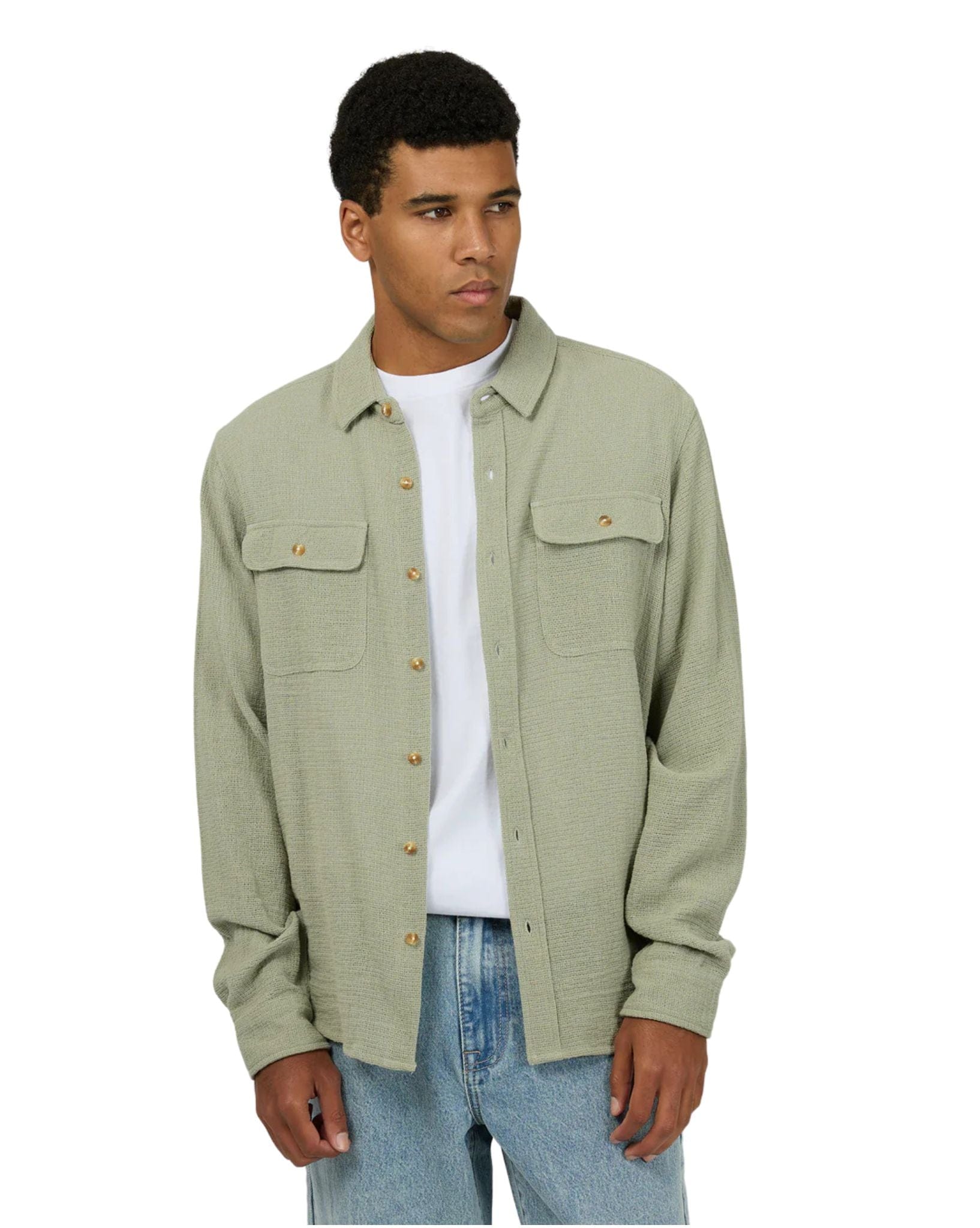 Silent Theory Mens Aspen Ls Shirt - Sage