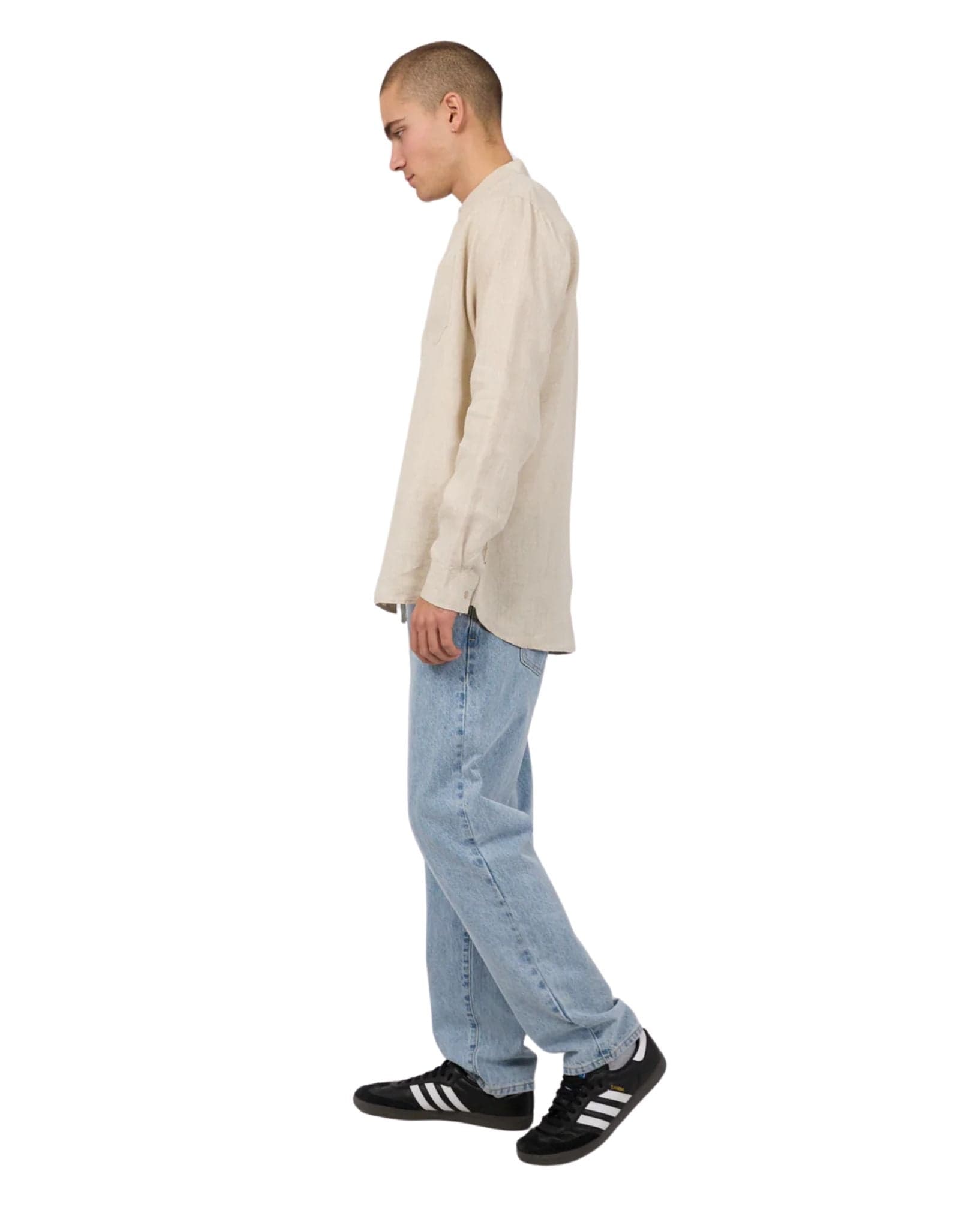 Silent Theory Mens Linen LS Shirt - Natural