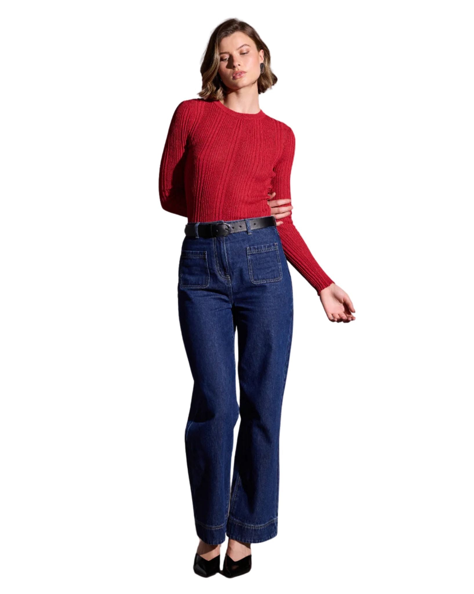 Staple the label Luna Ribbed Knit Top