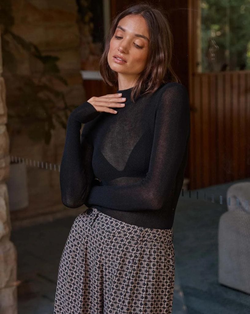 Staple the label Muse Sheer Knit Top