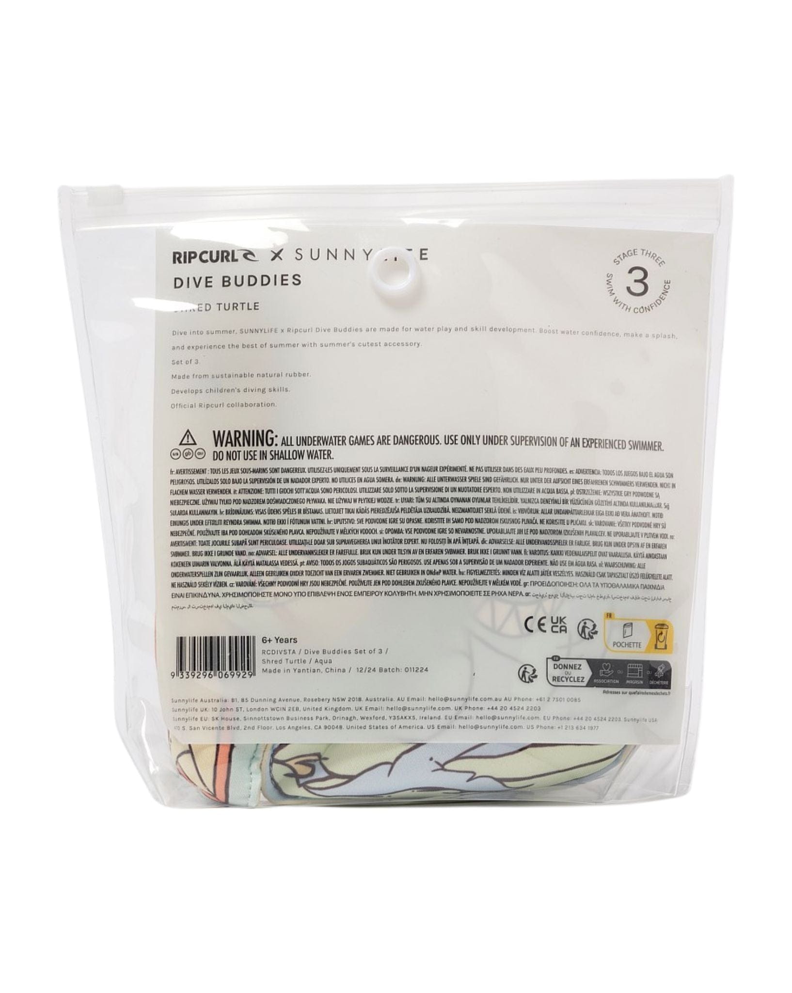 SunnyLife Dive Buddies Shred Turtle Aqua Set Of 3