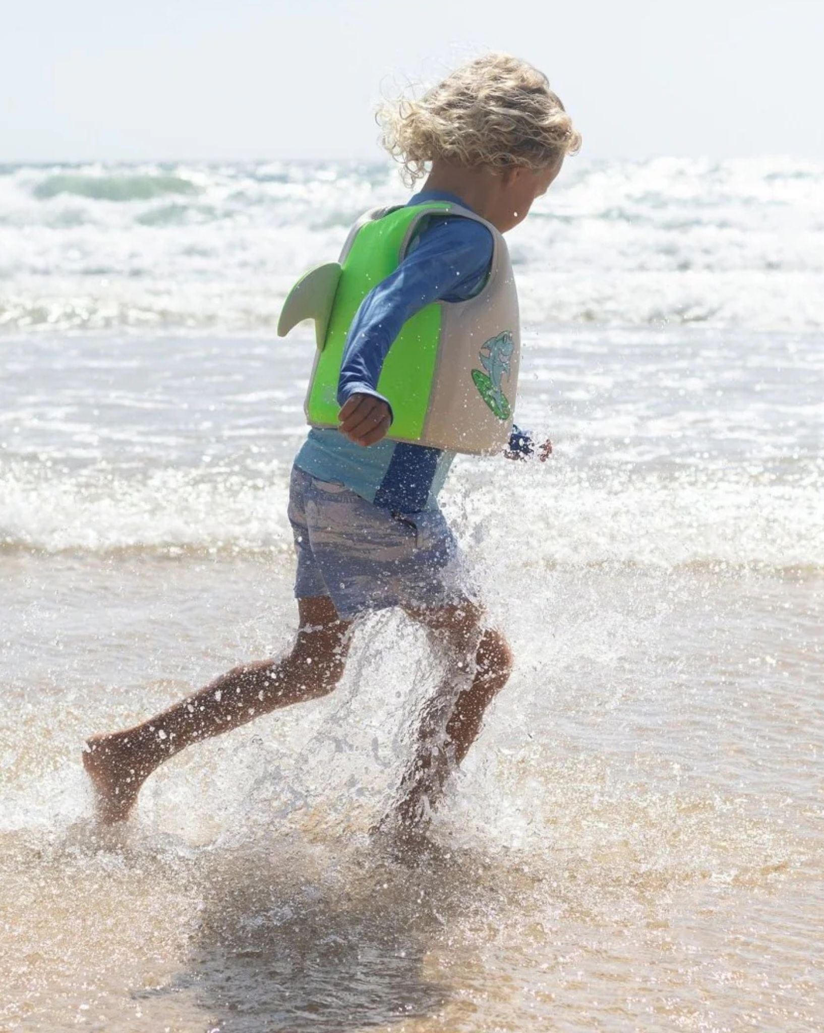 SunnyLife Kids Swim Vest 3-6 Shred Shark Green