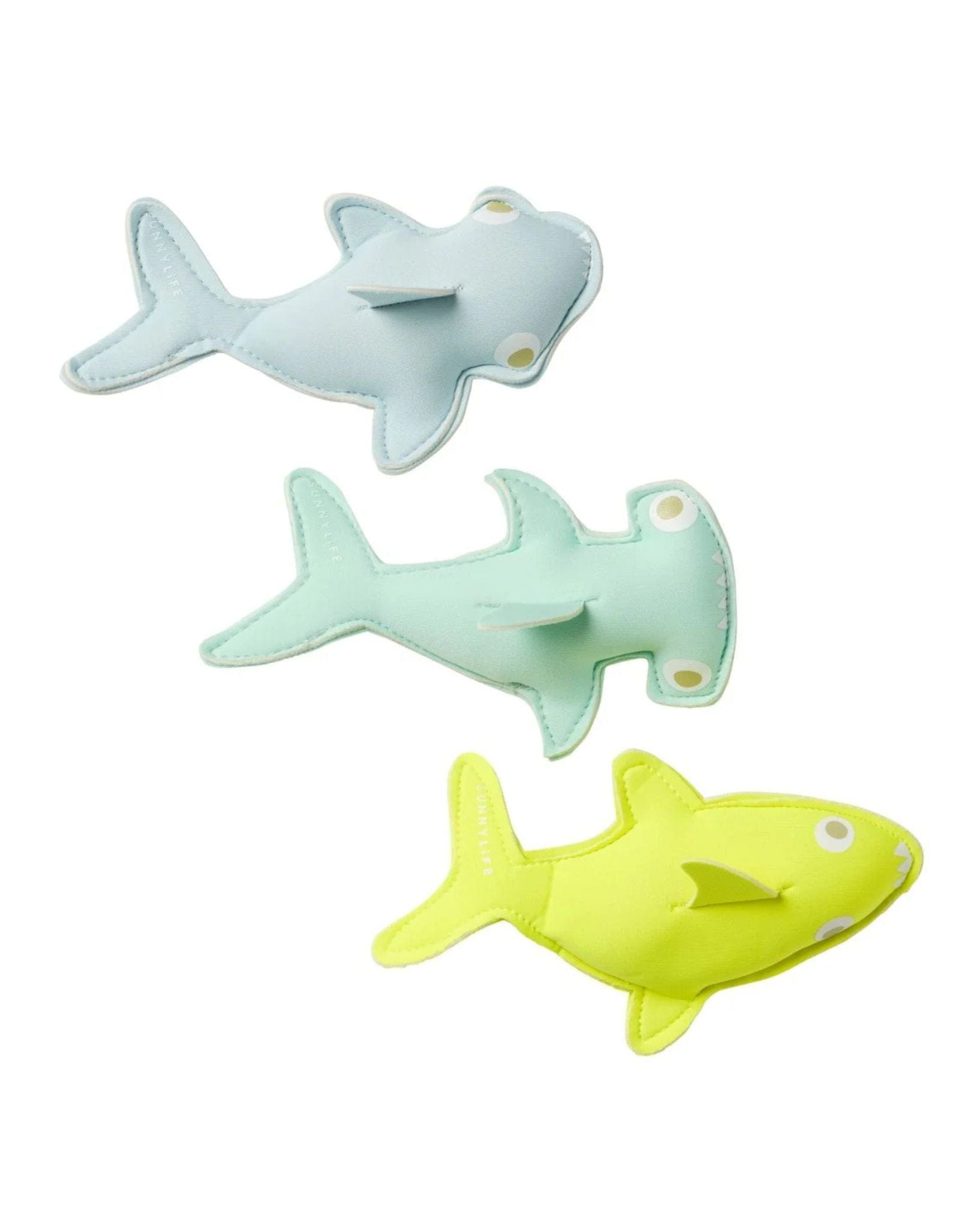 SunnyLife Salty The Shark Dive Buddies Aqua Neon Yellow Set Of 3