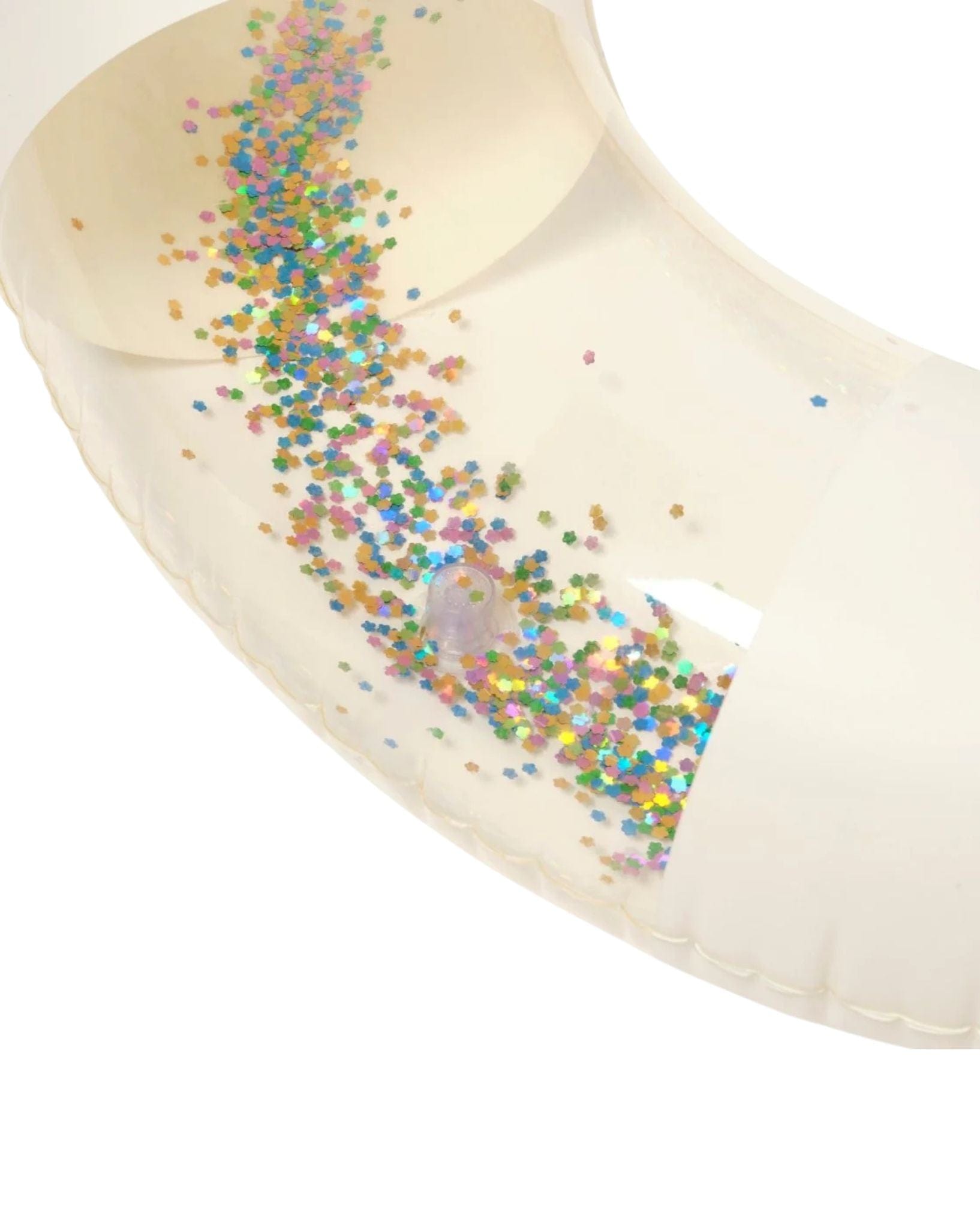 SunnyLife Slim Tube Pool Ring Cotton Candy Stripe Cream