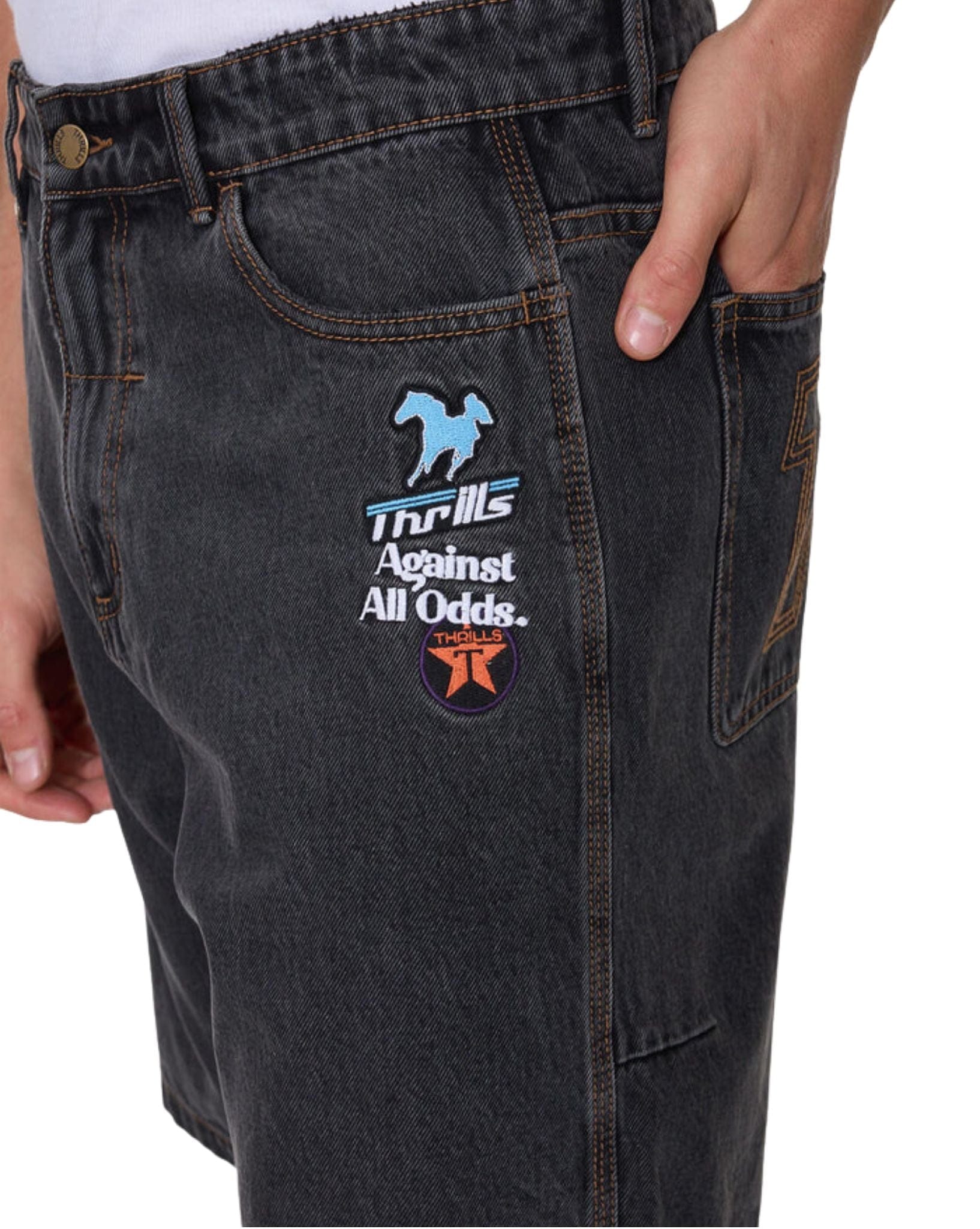Thrills Against All Odds Mid Slacker Relaxed Long Denim Short