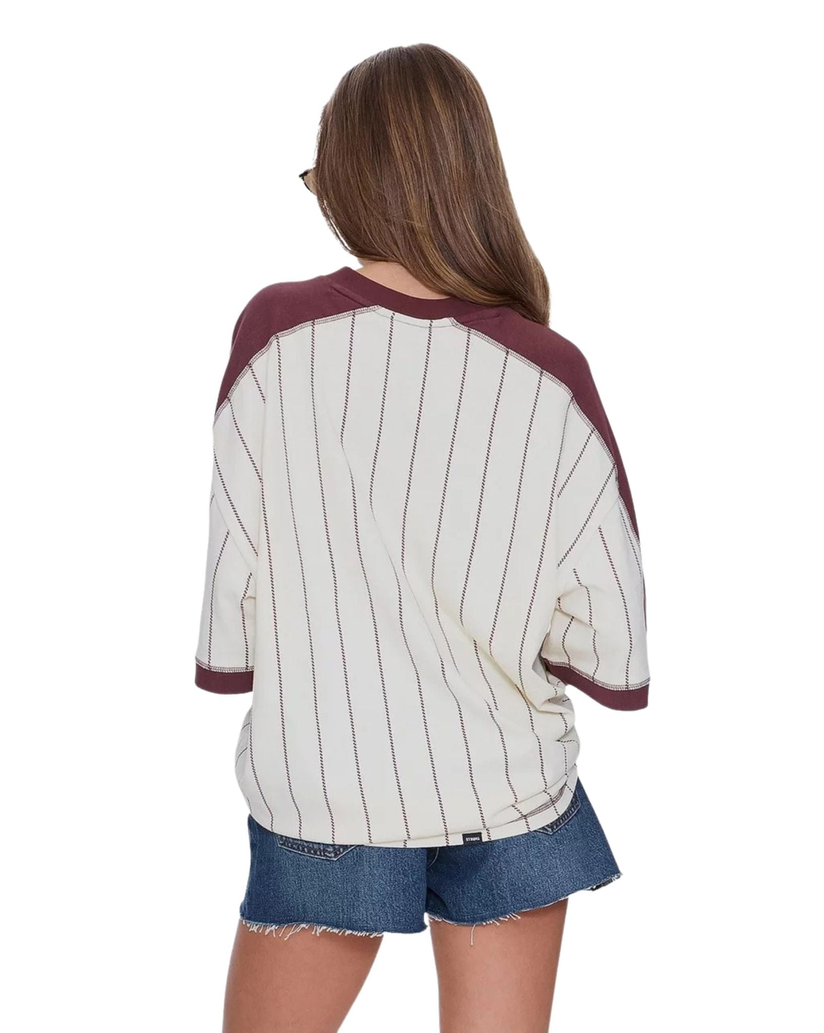 Thrills Baseline Stripe V - Neck Oversized Tee