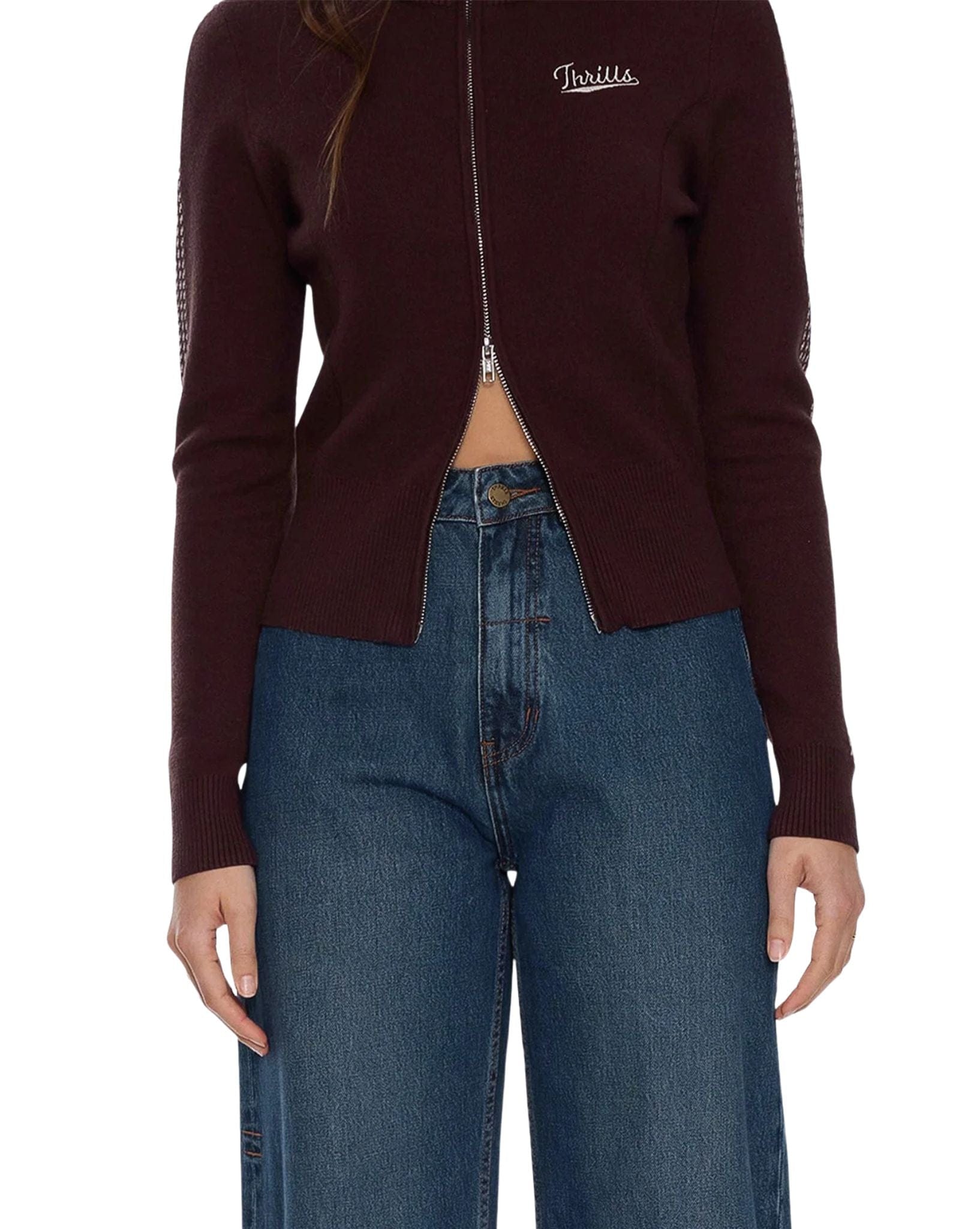 Thrills Final Call Zip Knit Sweater
