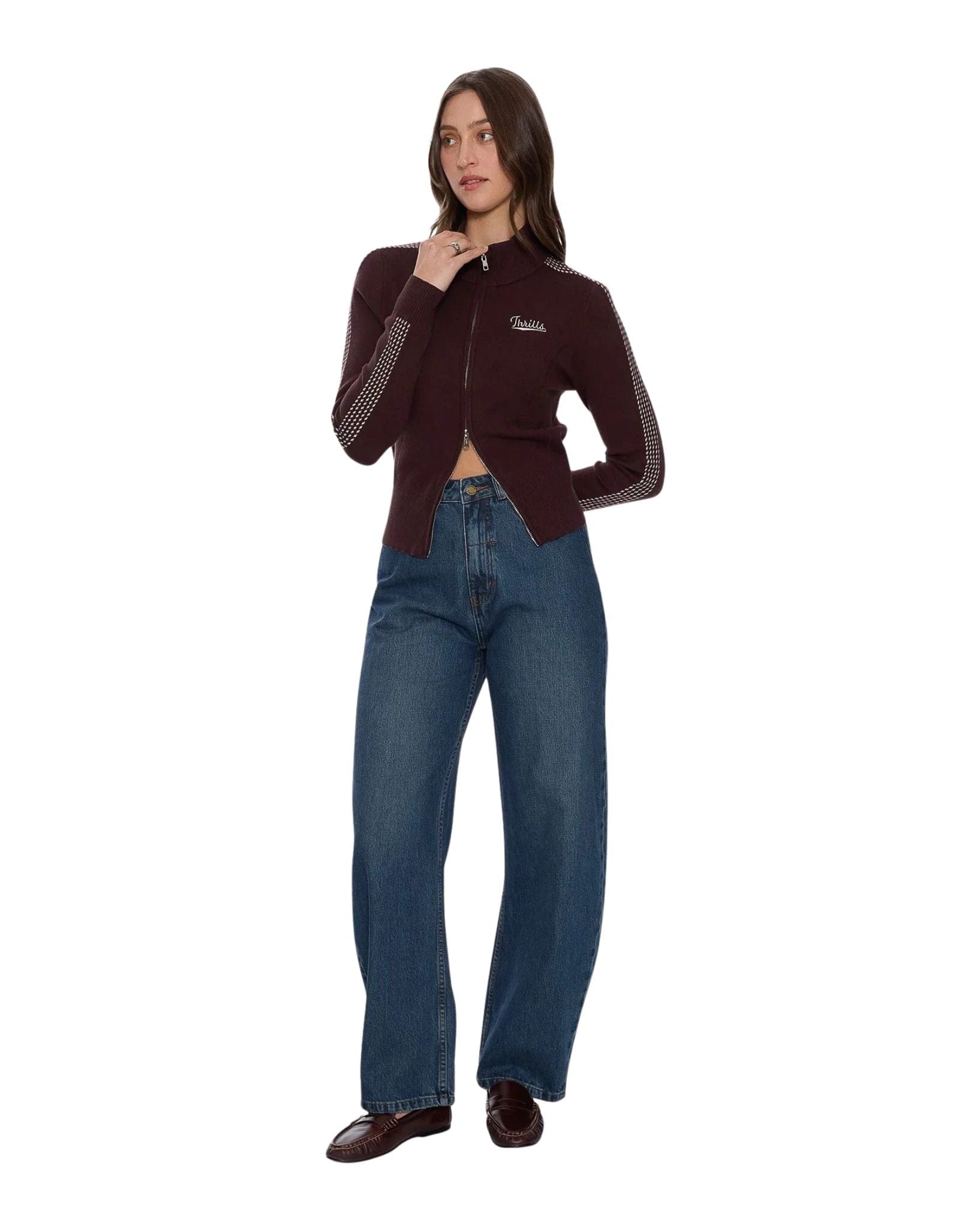 Thrills Final Call Zip Knit Sweater