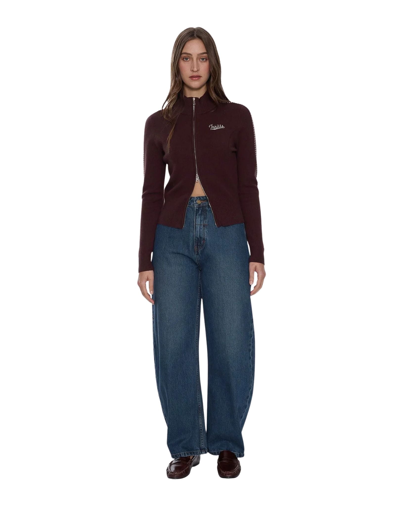 Thrills Final Call Zip Knit Sweater