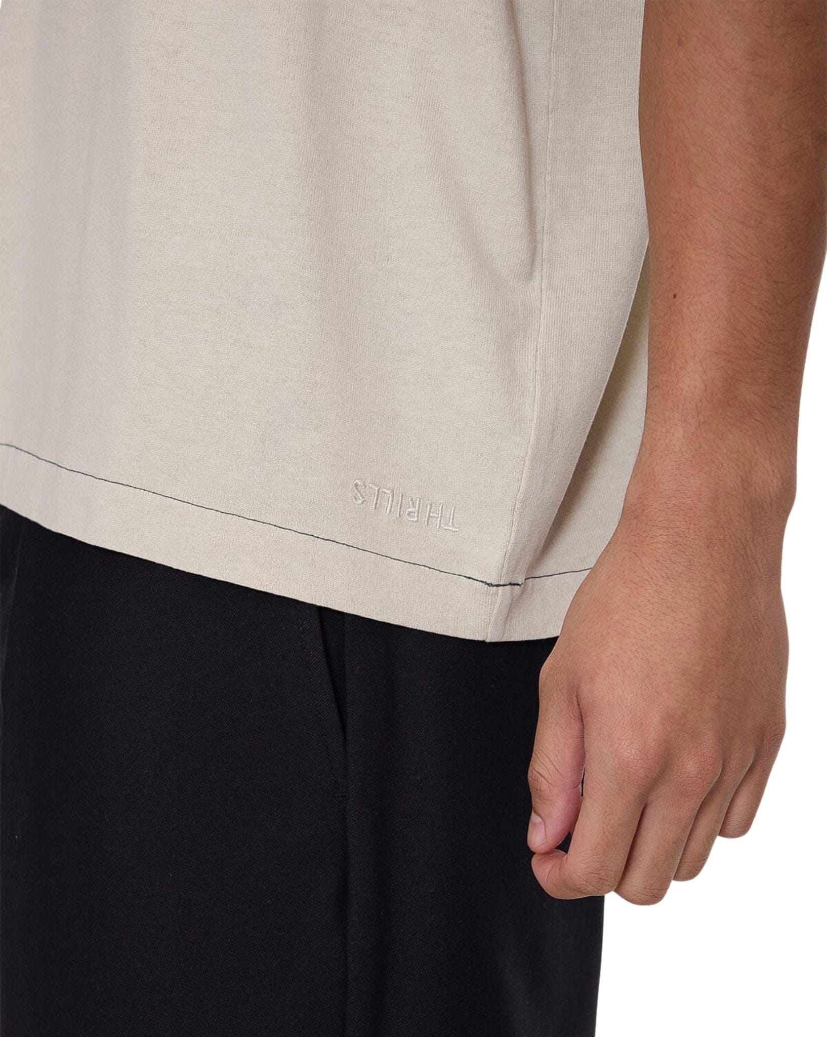 Thrills Hemp Thrills Embro Contrast Stitch Box Fit Oversize Cropped Tee