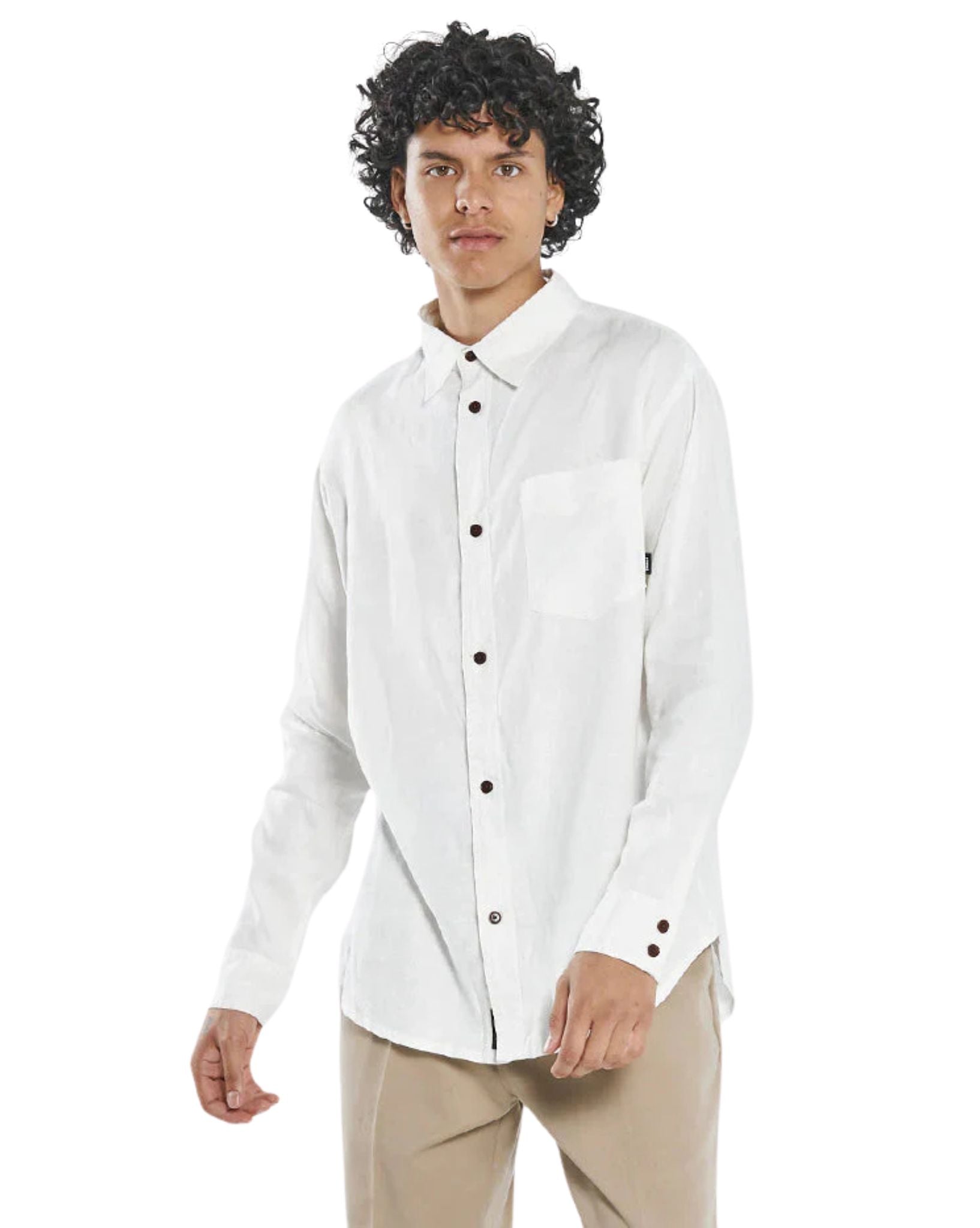 Thrills Mens Hemp Minimal Thrills Oversized Ls Shirt