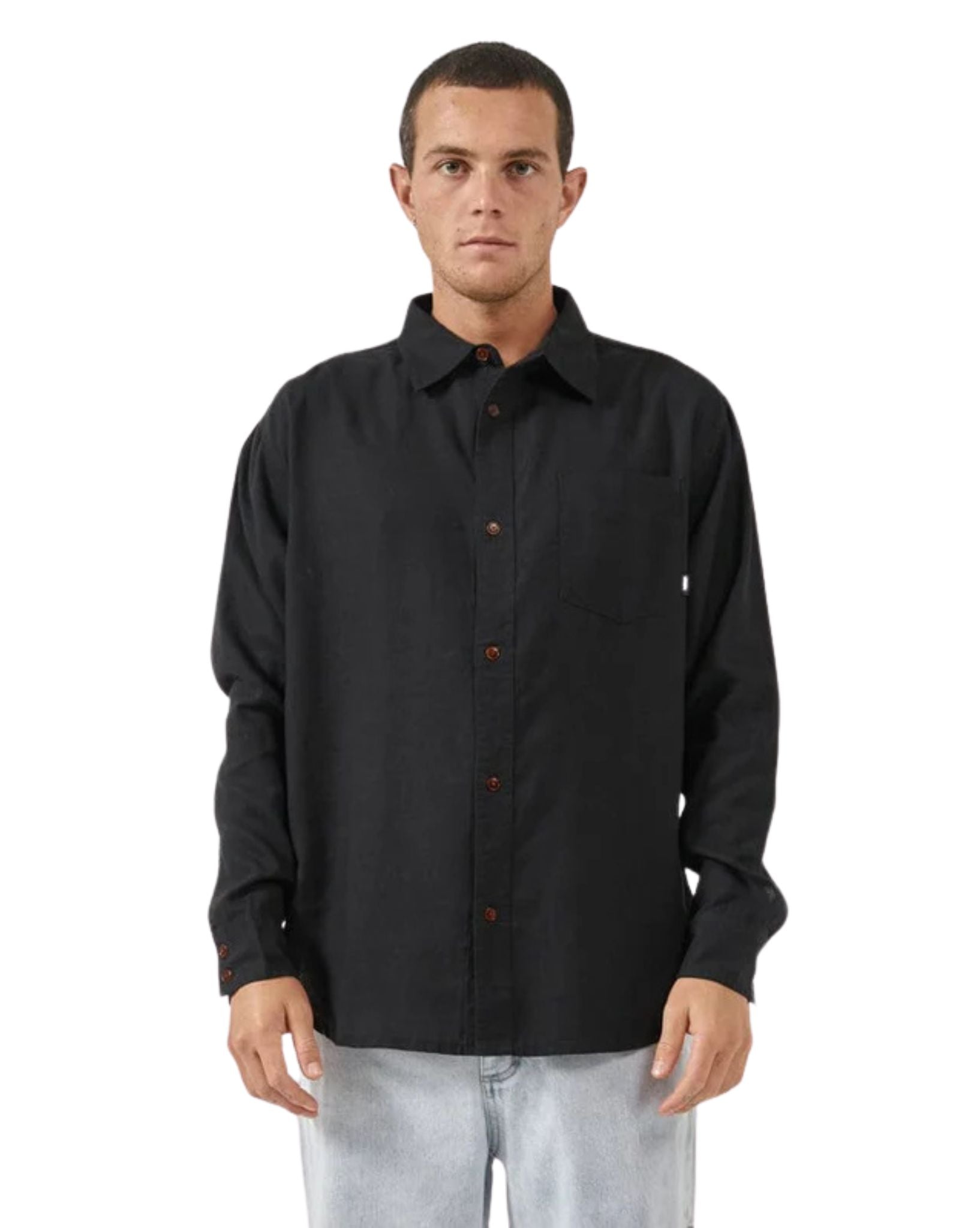 Thrills Mens Hemp Minimal Thrills Oversized Ls Shirt