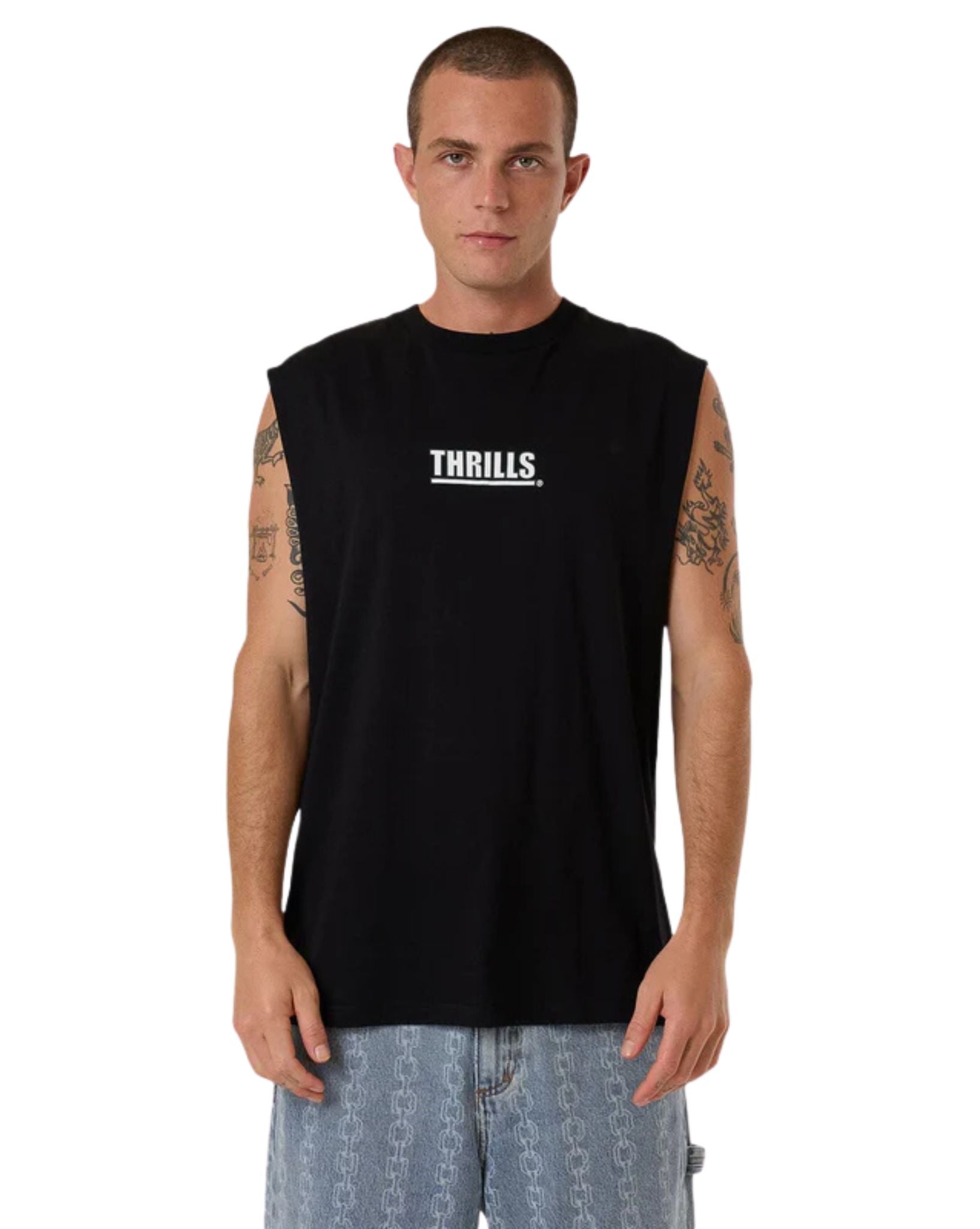 Thrills Mens Logic Merch Fit Muscle Tee - Black