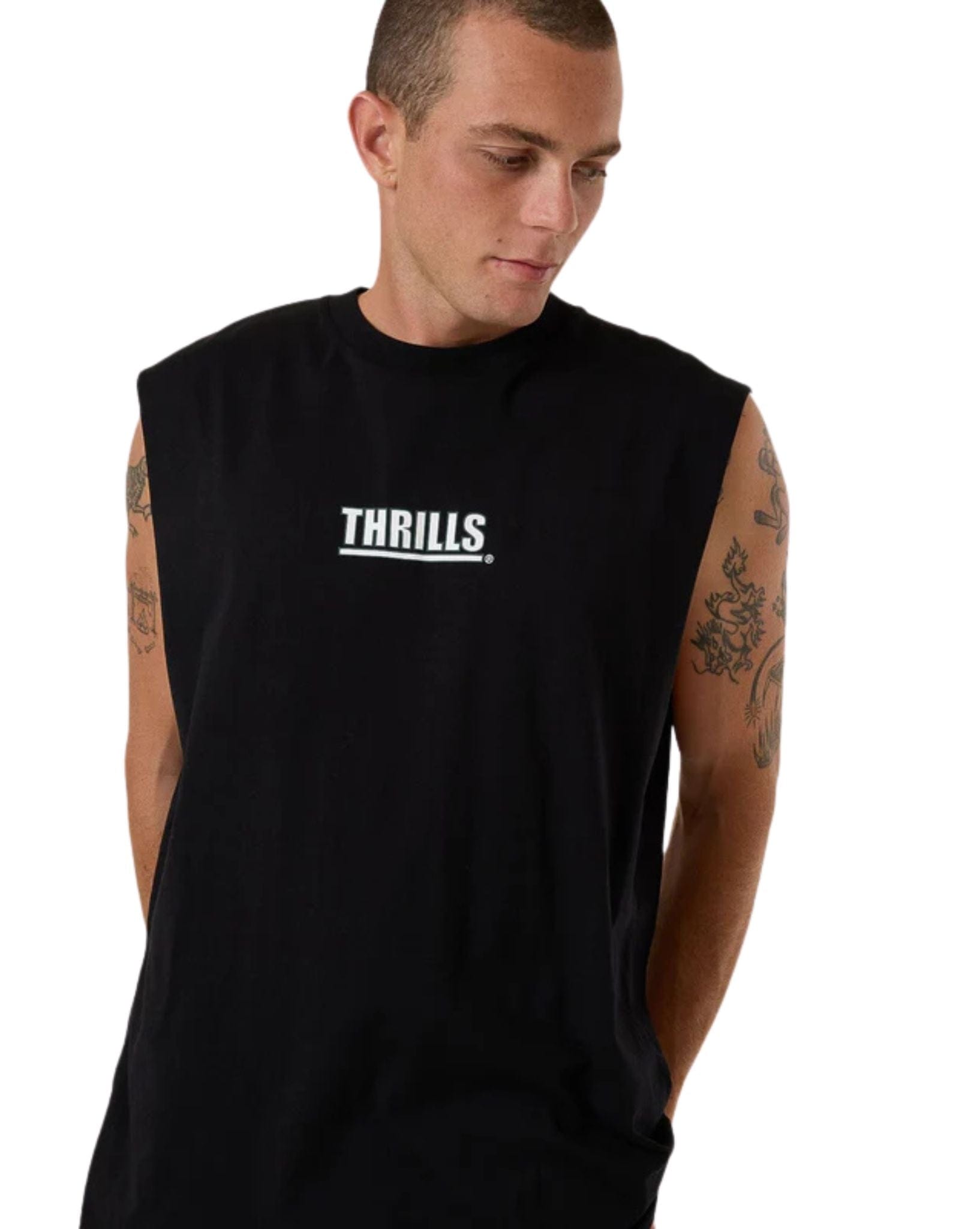 Thrills Mens Logic Merch Fit Muscle Tee - Black