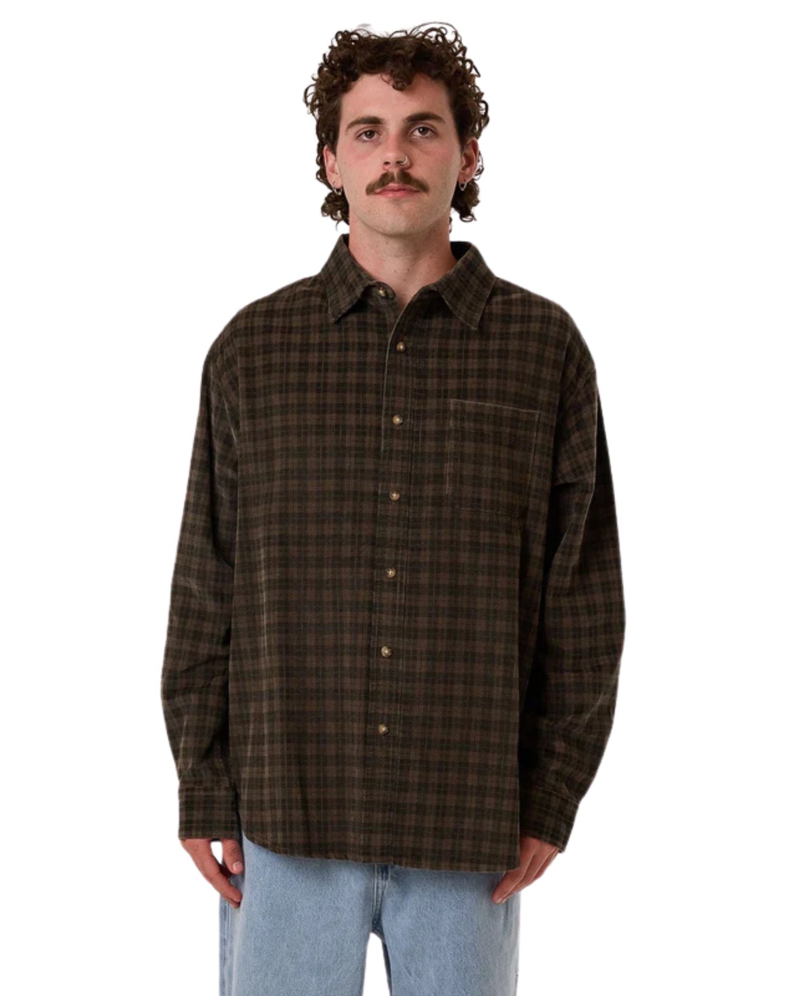 Thrills Mens Thrills Union Cord Check Long Sleeve Shirt