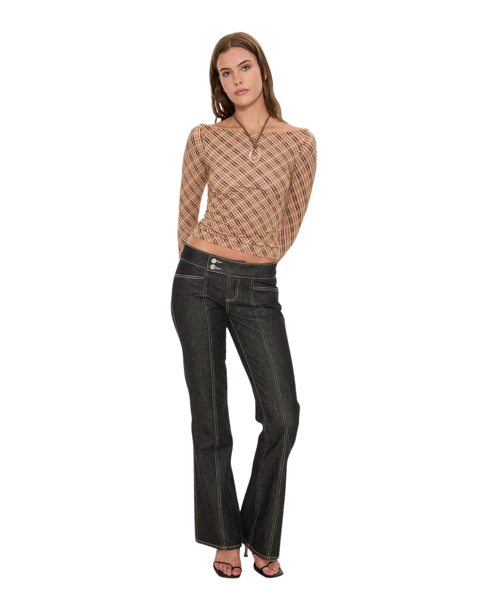 Thrills No Vacancy Check Long Sleeve Top