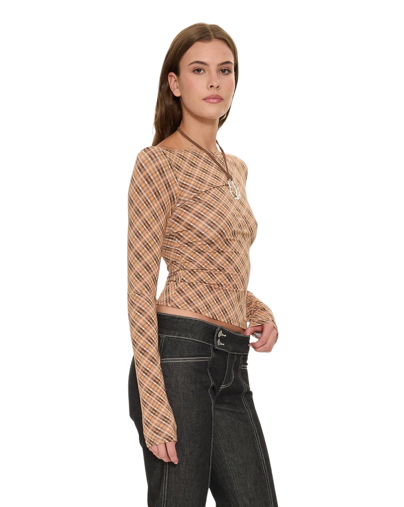 Thrills No Vacancy Check Long Sleeve Top