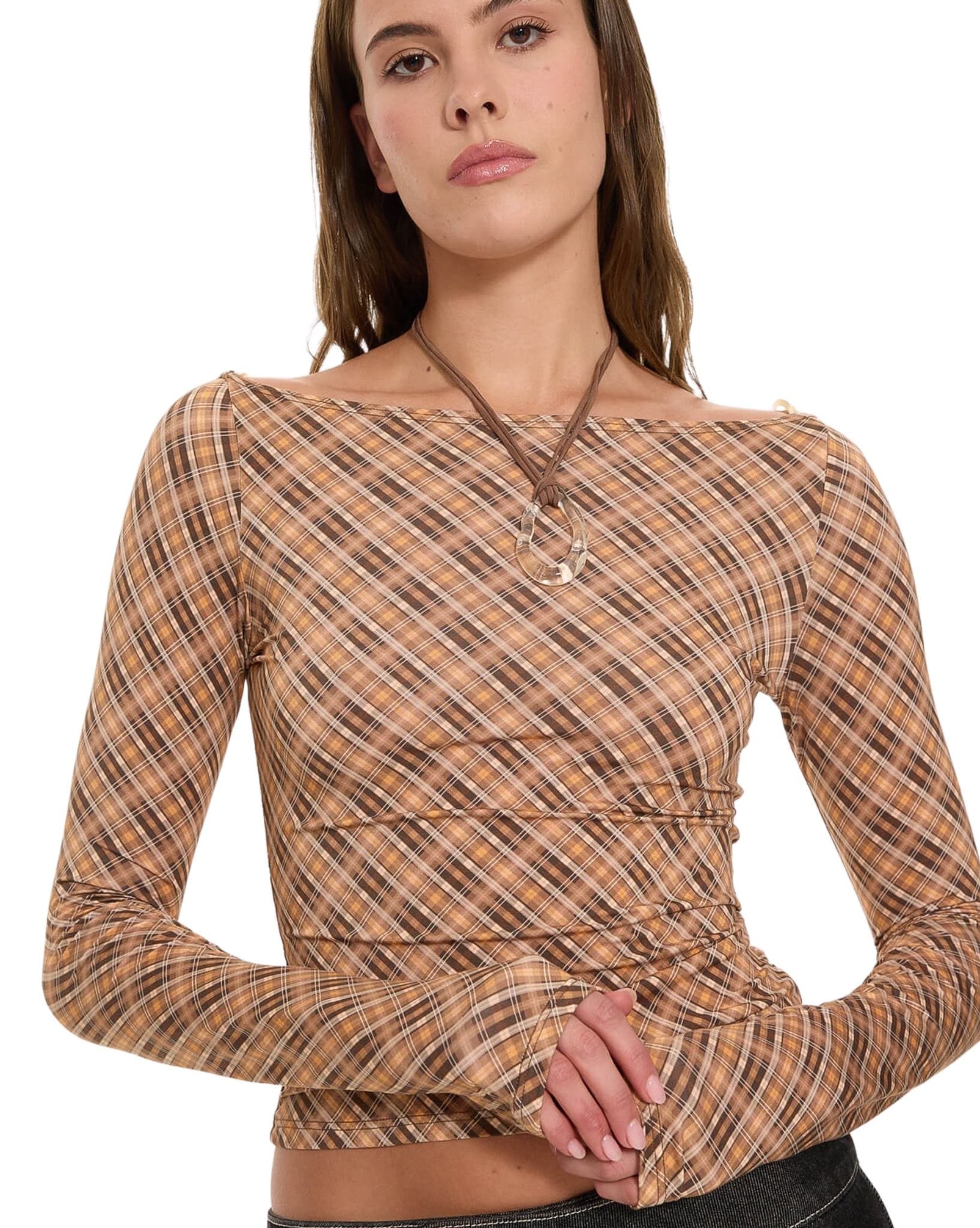 Thrills No Vacancy Check Long Sleeve Top