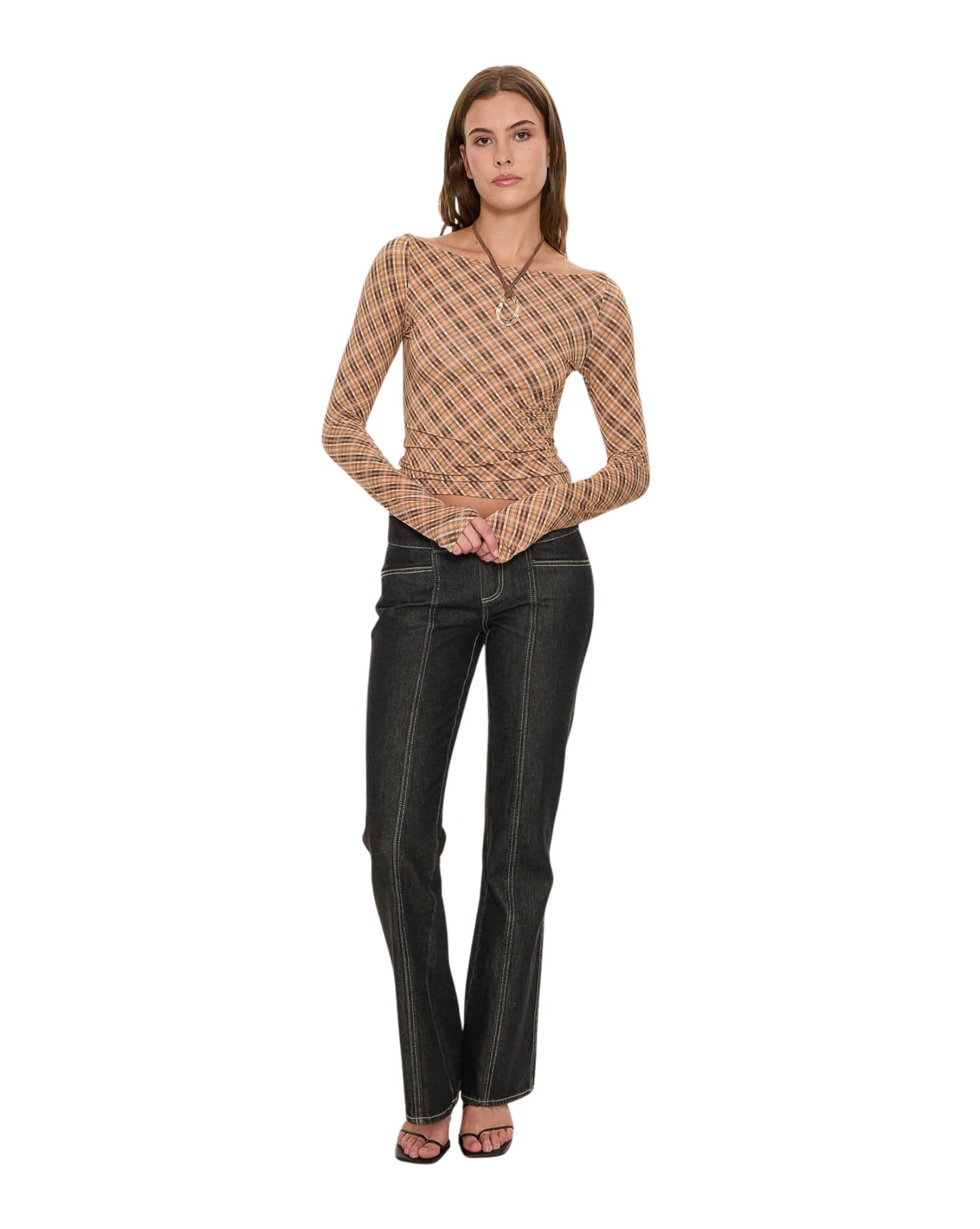 Thrills No Vacancy Check Long Sleeve Top