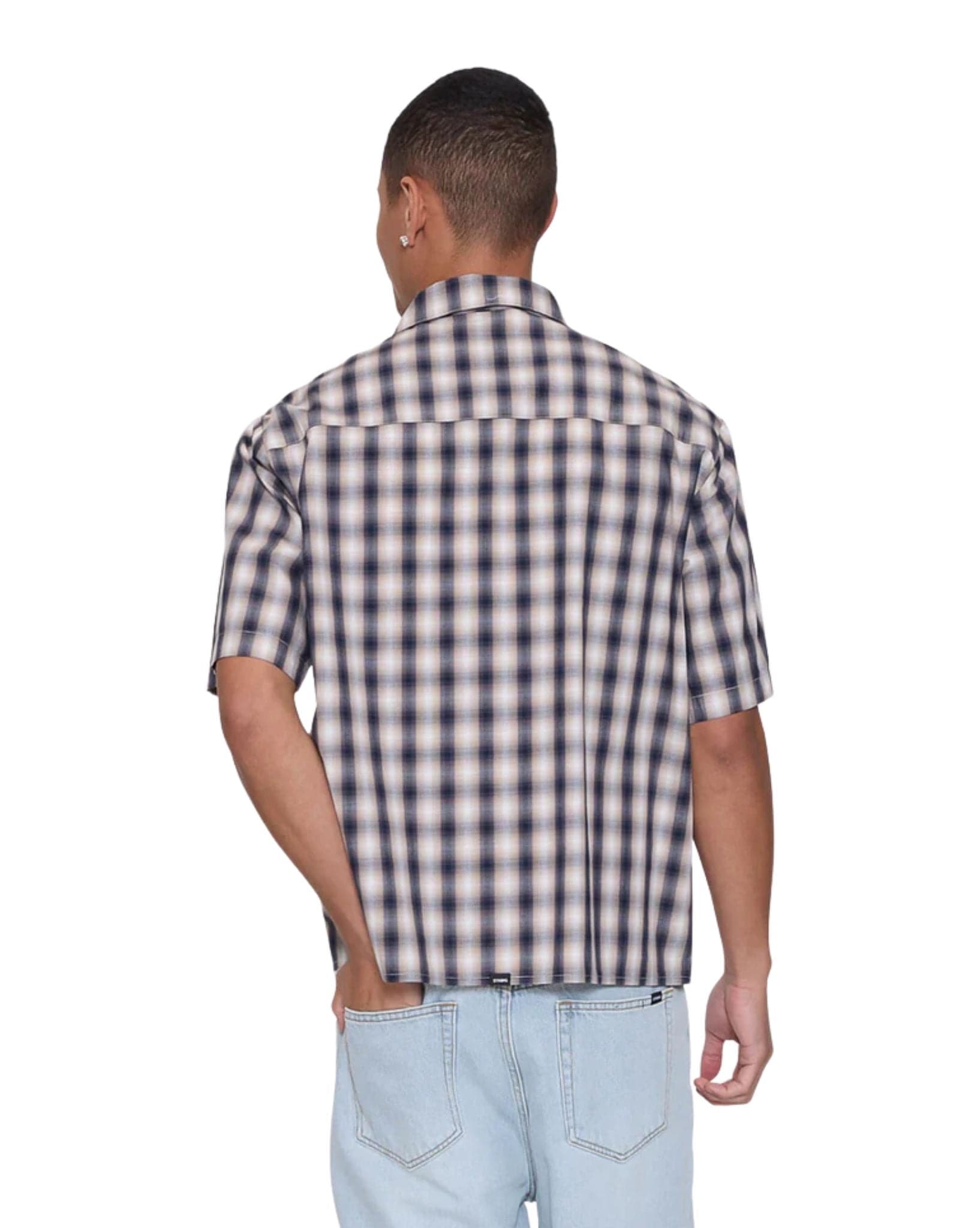 Thrills Paradise Falling Short Sleeve Cropped Check Work Shirt