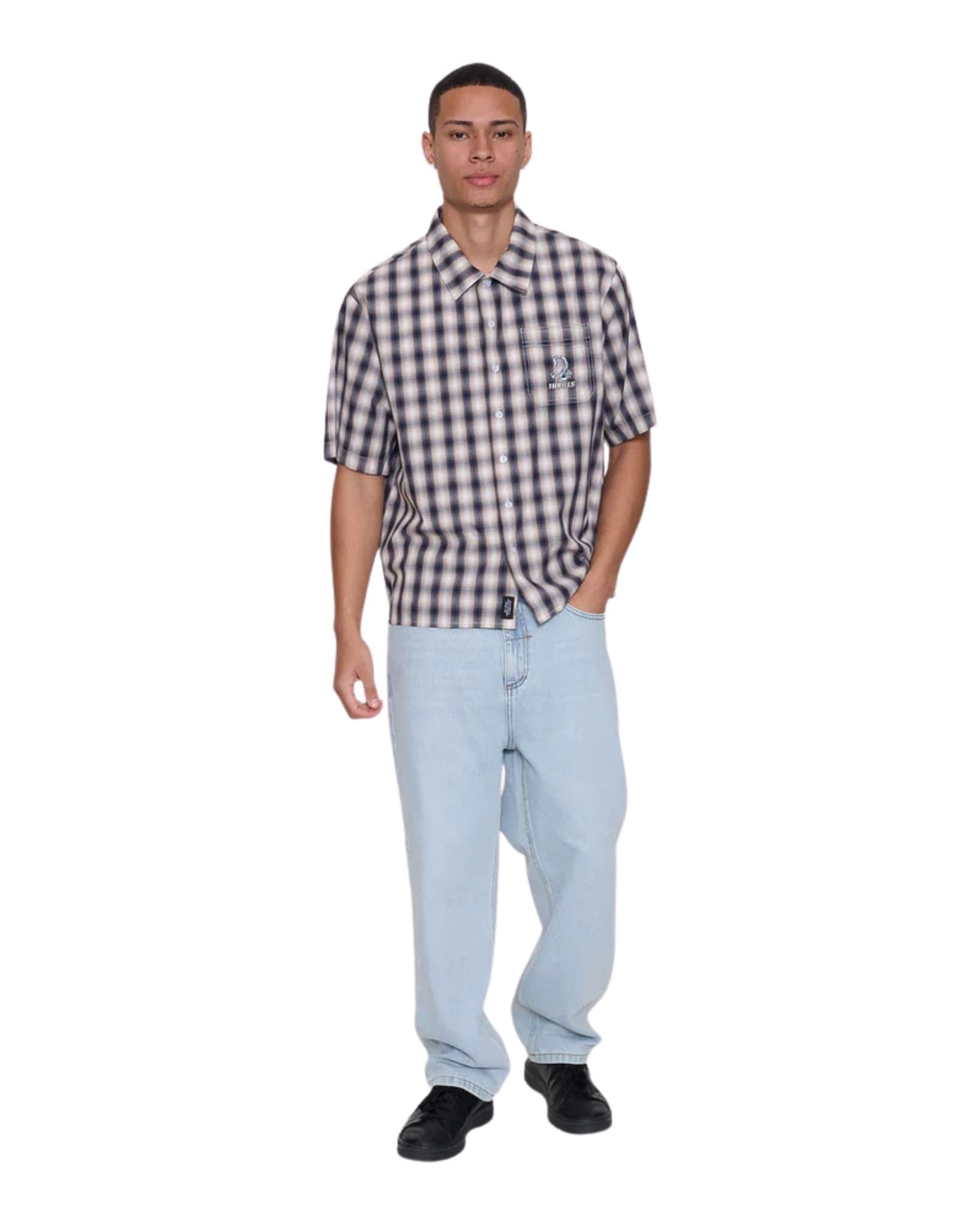 Thrills Paradise Falling Short Sleeve Cropped Check Work Shirt