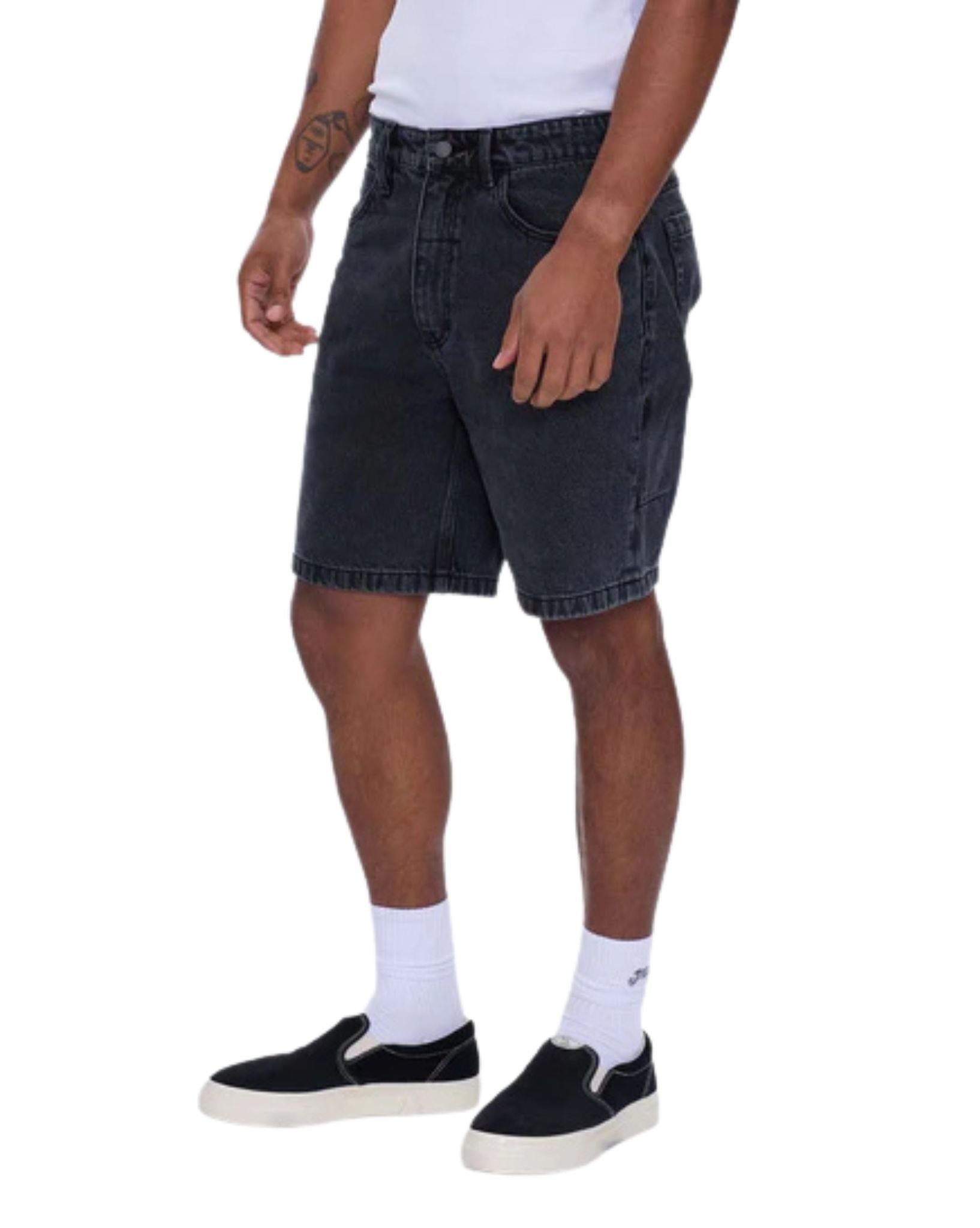 Thrills Slacker Relaxed Denim Short-Ebony