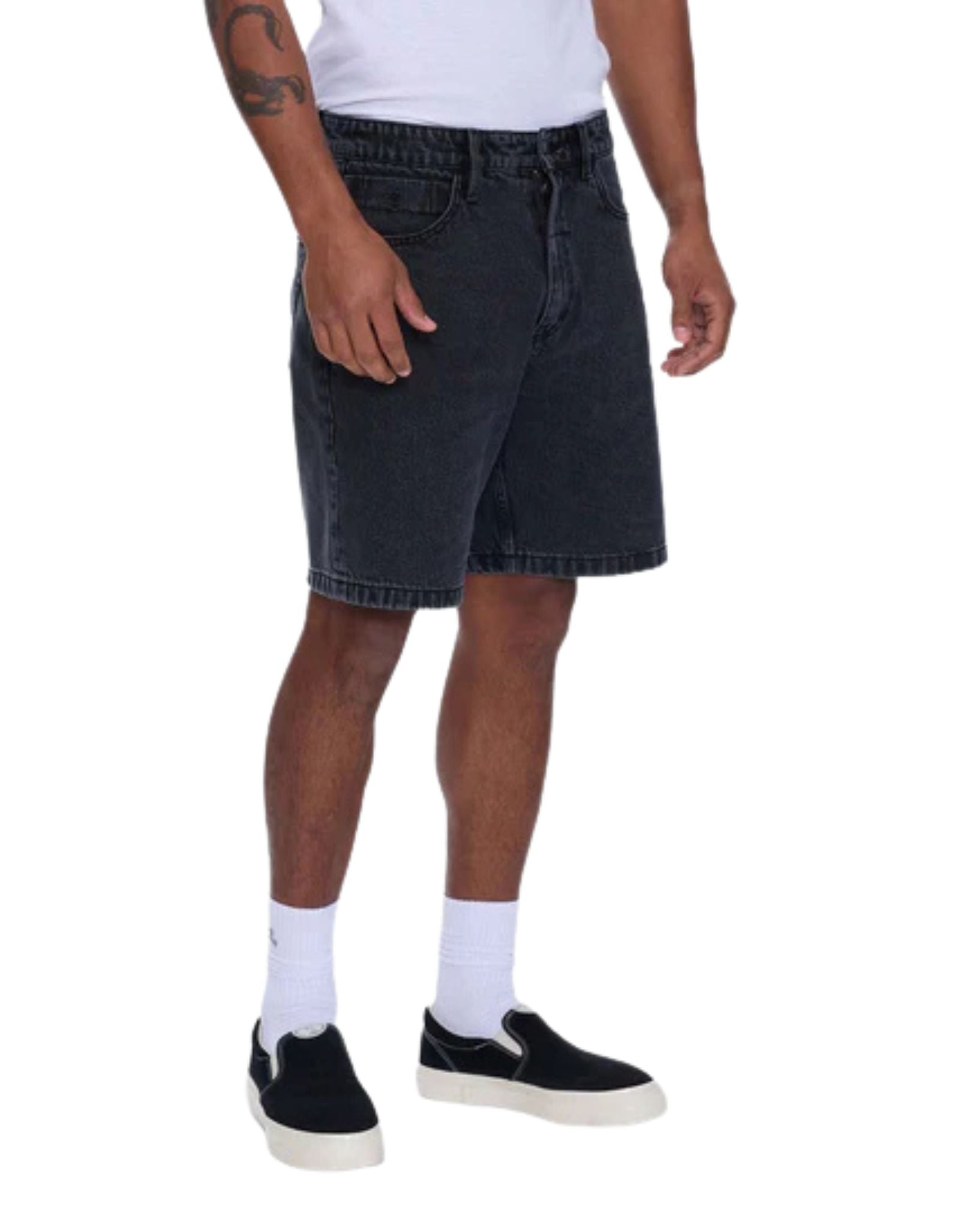 Thrills Slacker Relaxed Denim Short-Ebony