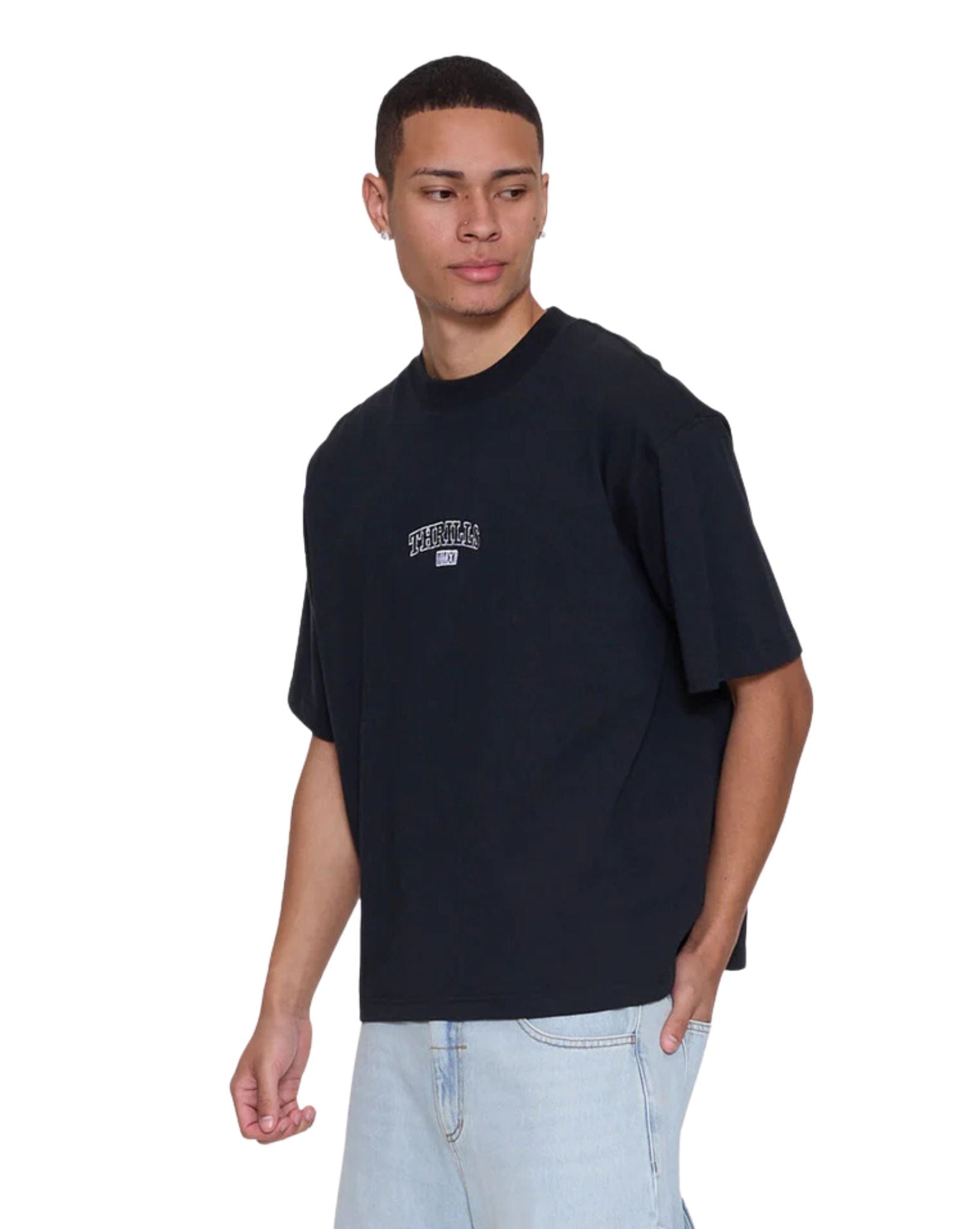 Thrills Victory Embro Box Fit Oversize Cropped Contrast Stitch Tee