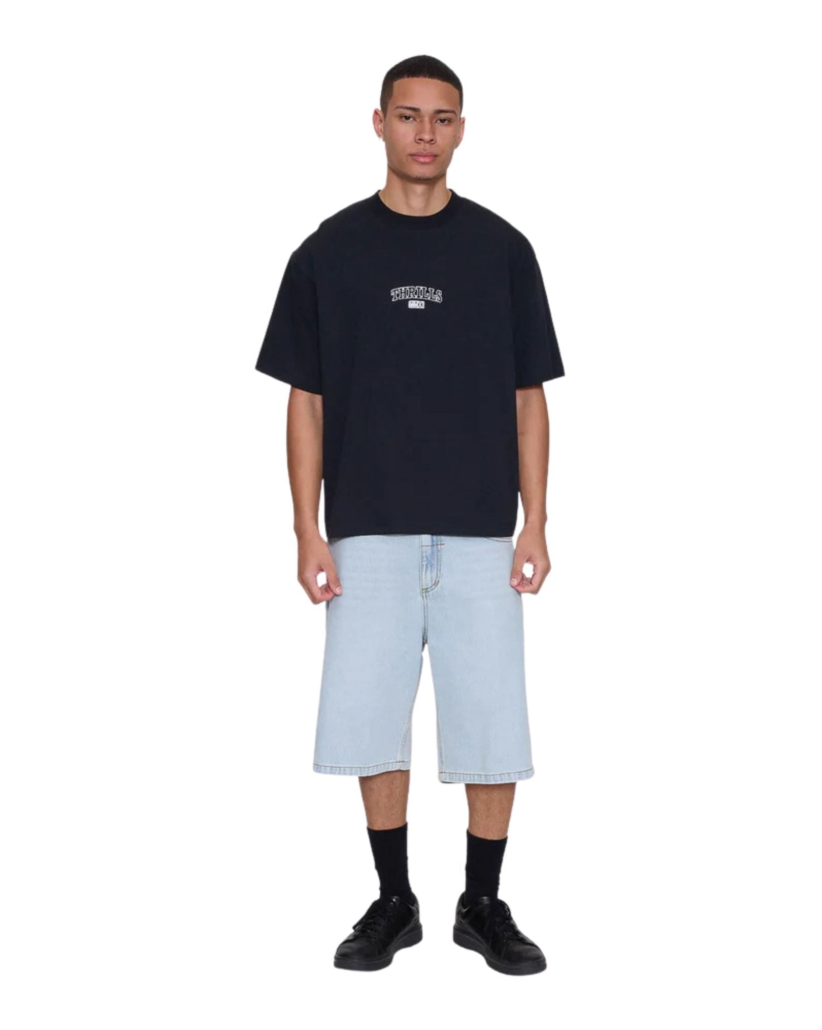 Thrills Victory Embro Box Fit Oversize Cropped Contrast Stitch Tee