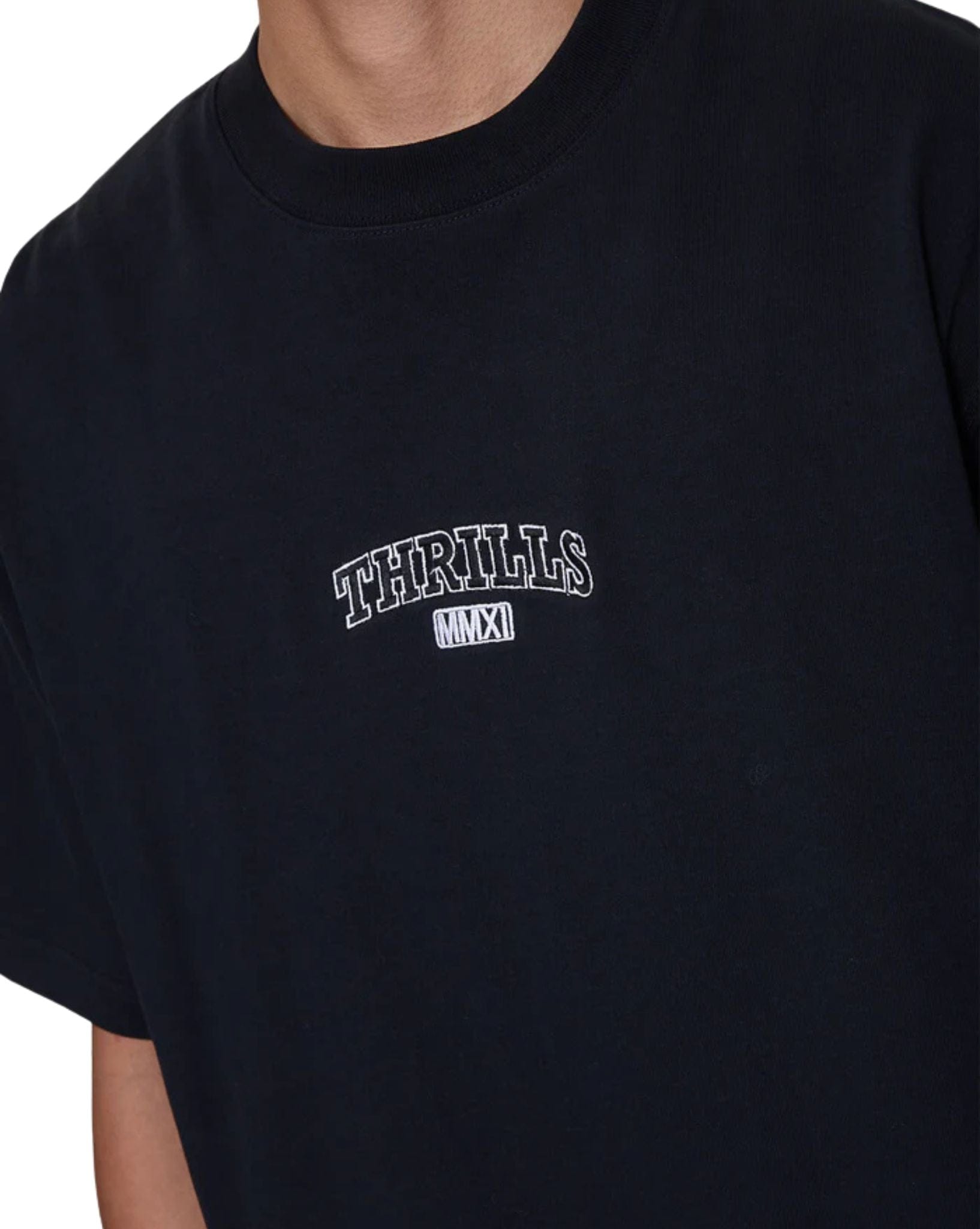 Thrills Victory Embro Box Fit Oversize Cropped Contrast Stitch Tee