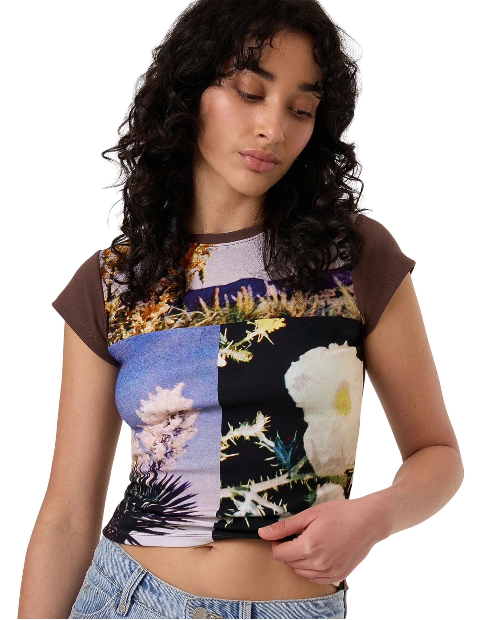 Thrills Womens Dalia Club Tee - Coffee
