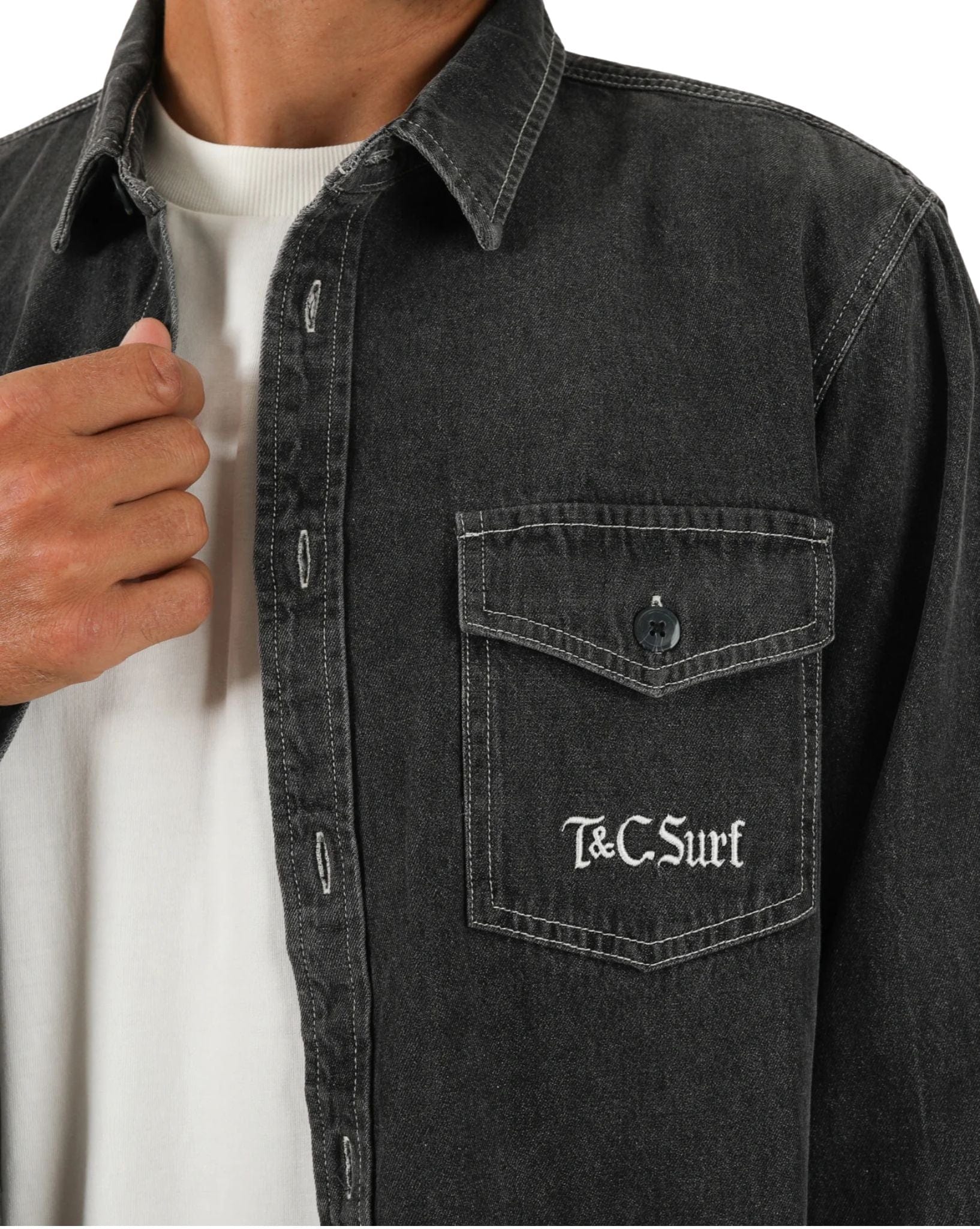 Town & Country Mens Seaside LS Shirt - Washed Black