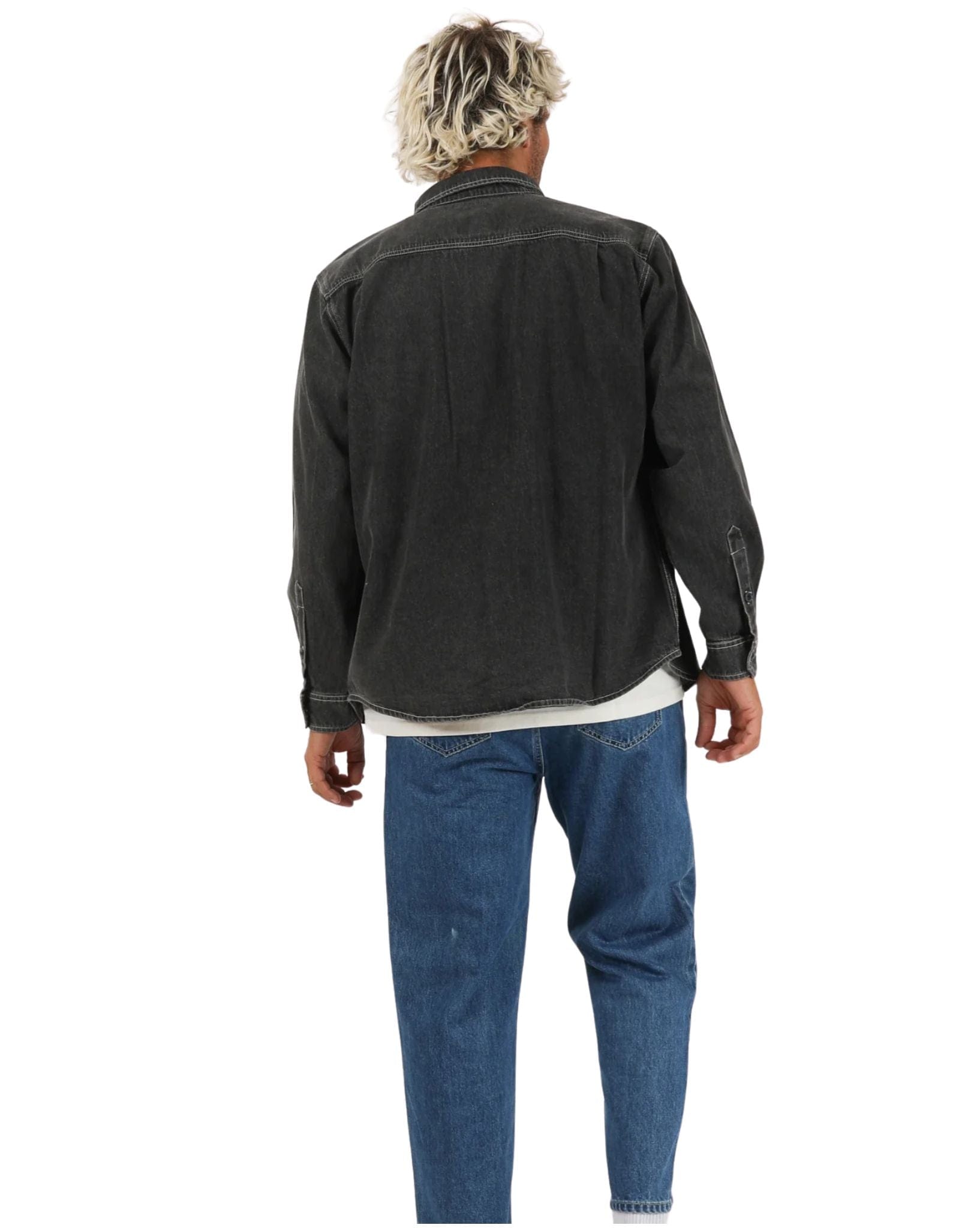 Town & Country Mens Seaside LS Shirt - Washed Black