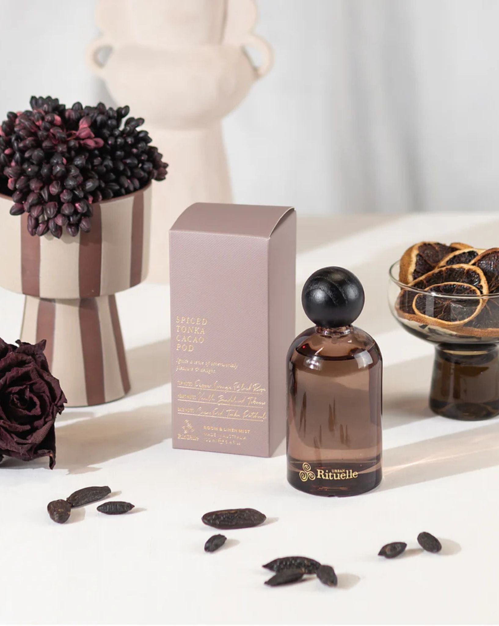 Urban Rituelle Apotheca 100ml Room & Linen Mist- Spiced Tonka & Cacao Pod