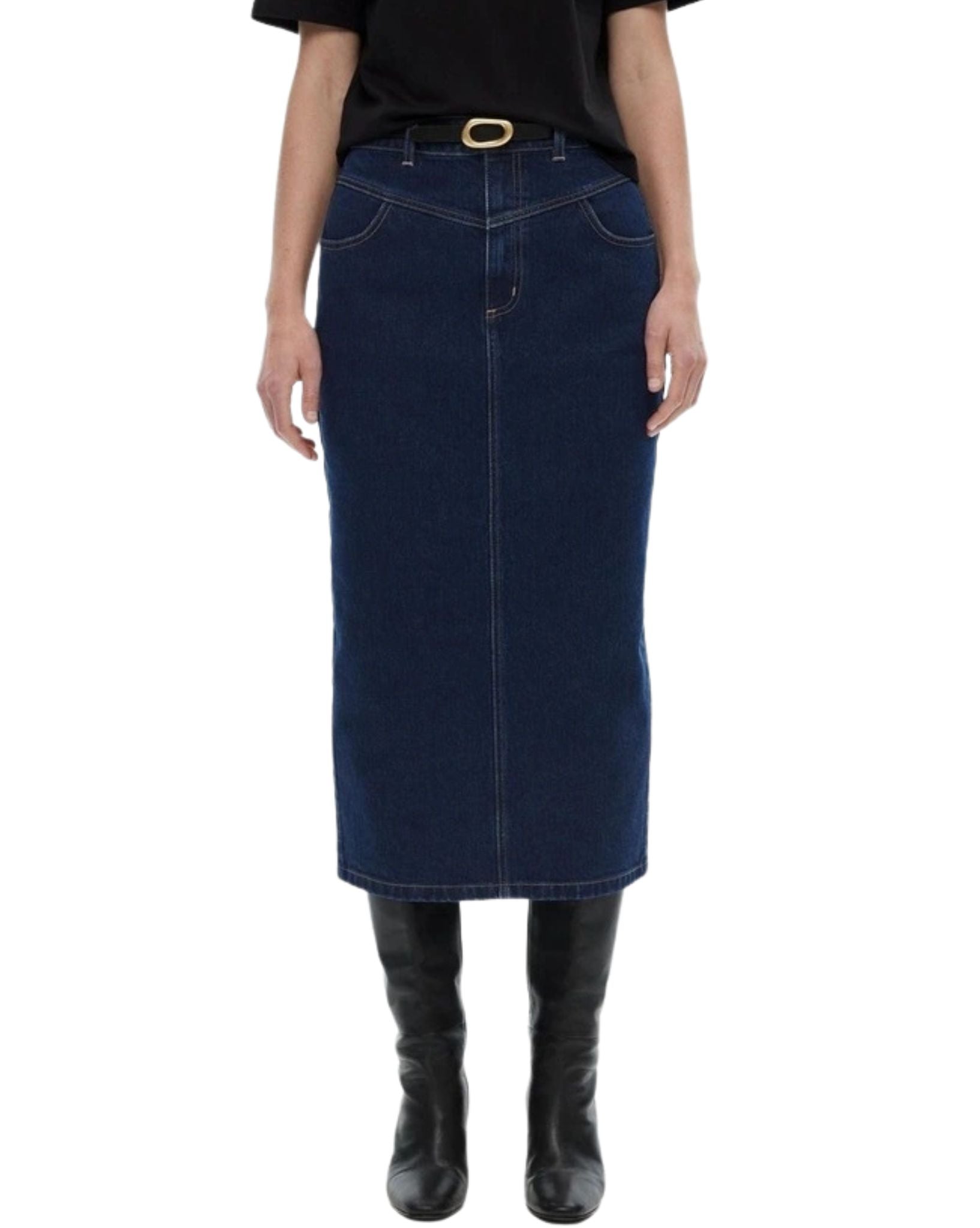 Witchery Yoke Front Longline Denim Skirt