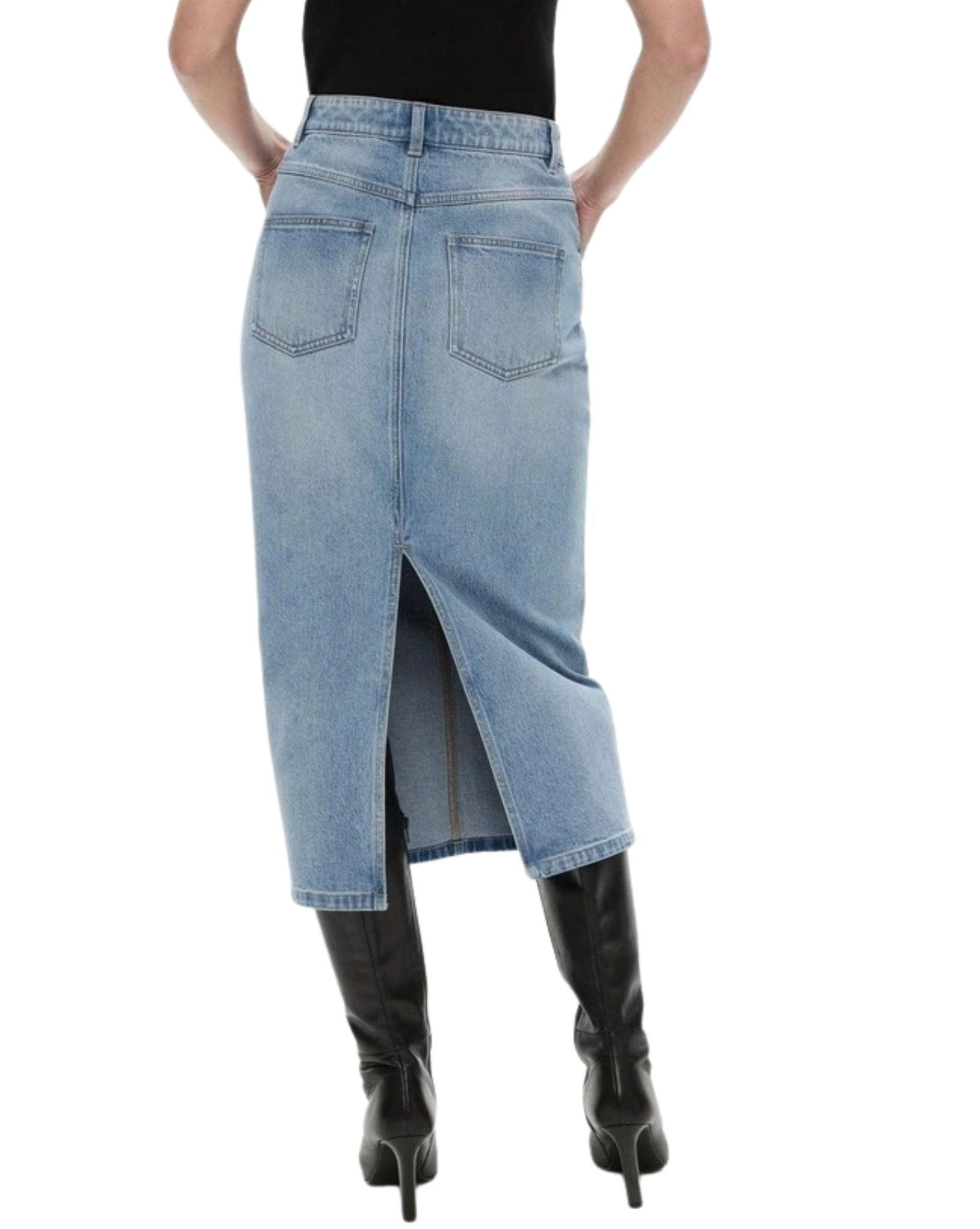 Witchery Yoke Front Longline Denim Skirt