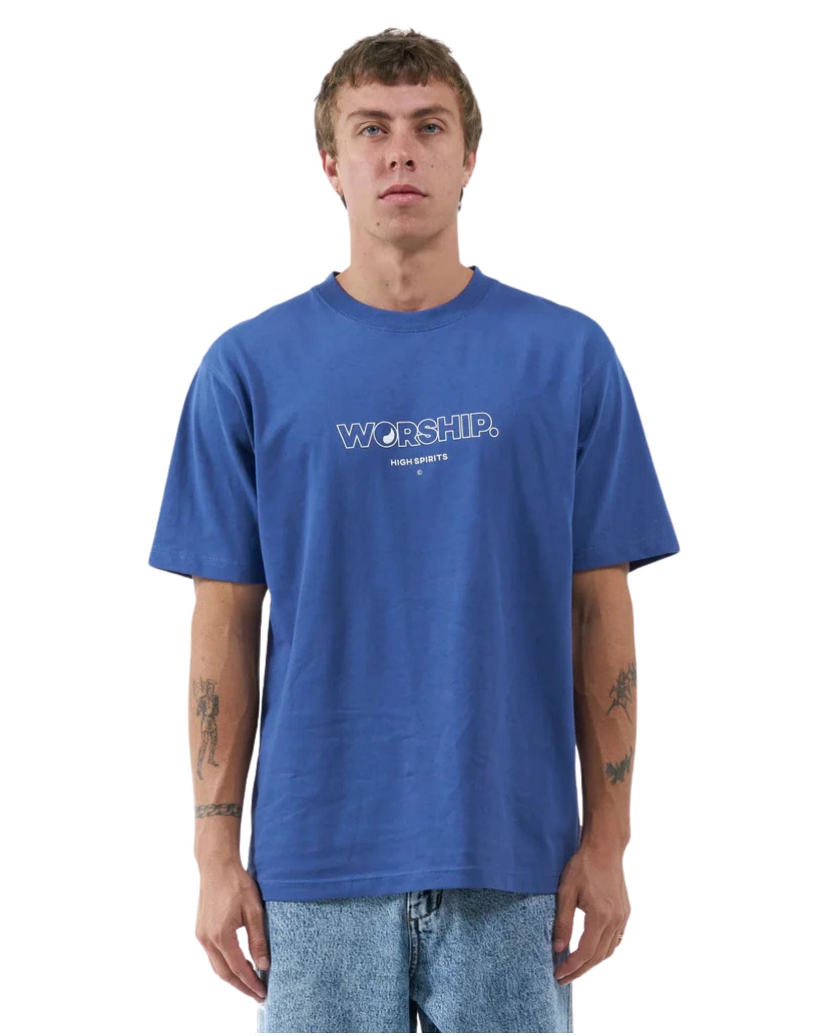 Worship Mens Core Tee Blue Steel