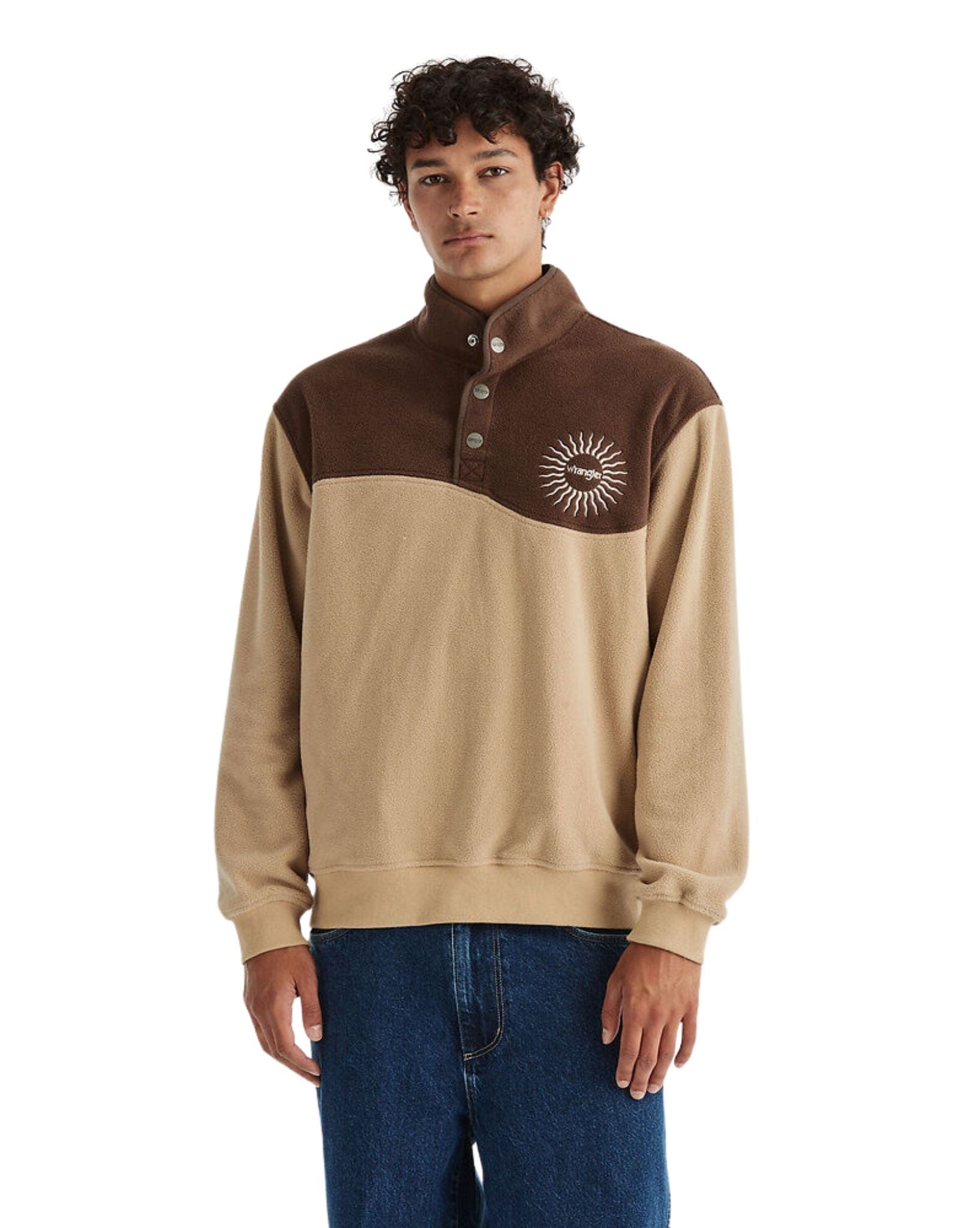 Wrangler Mens Mountains Polar Fleece - Brown Sand