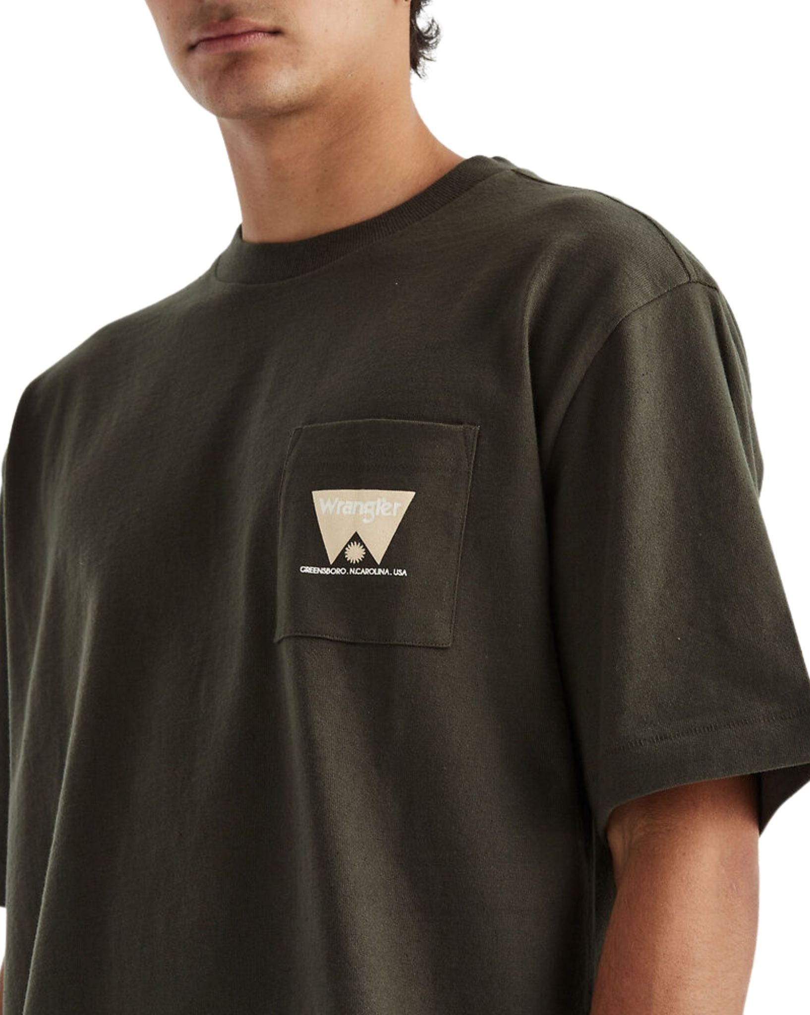 Wrangler Mens Outdoor Boxcar Pocket Tee - Dark Slate