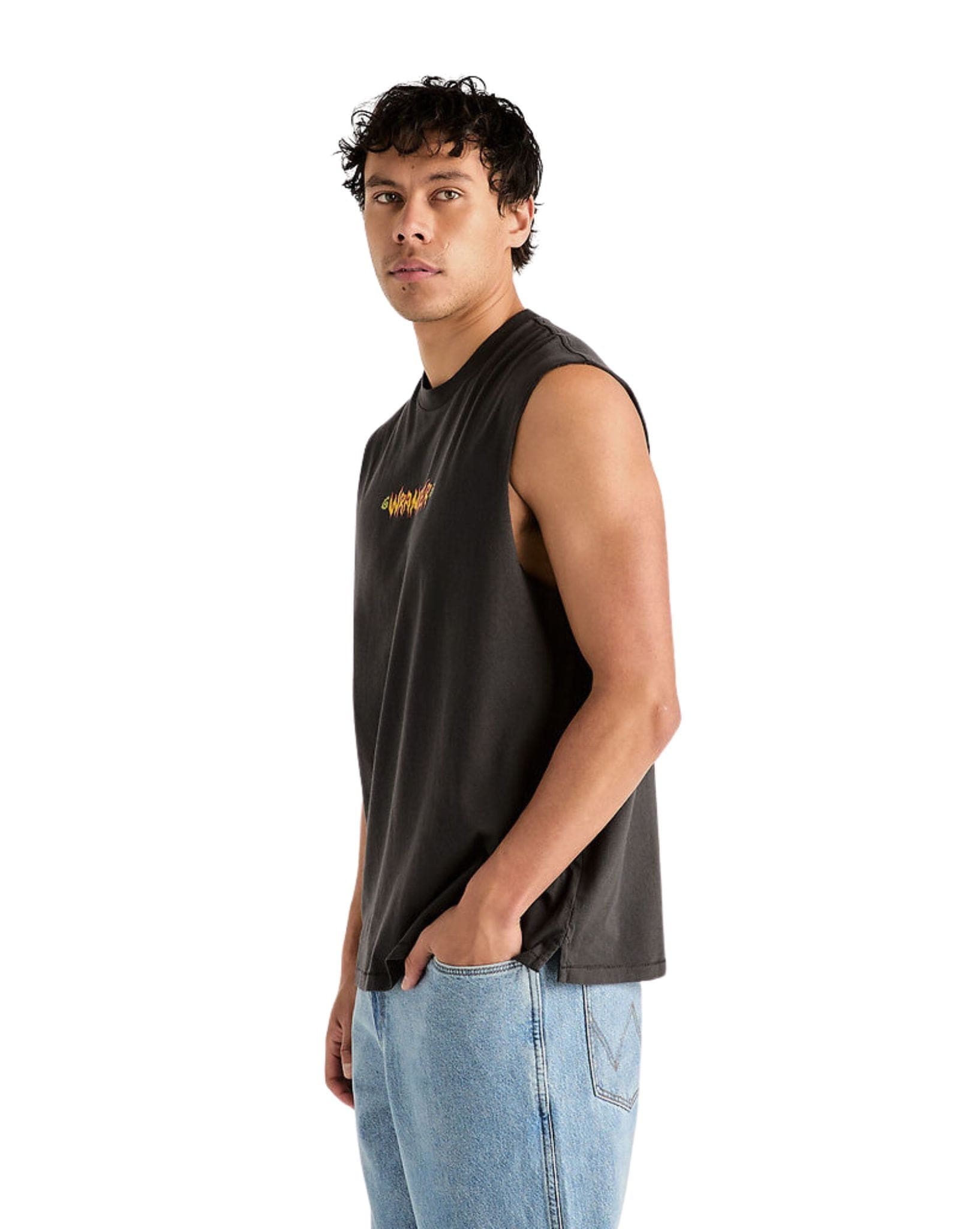 Wrangler Mens Tank Fossil Muscle tee - Worn Black