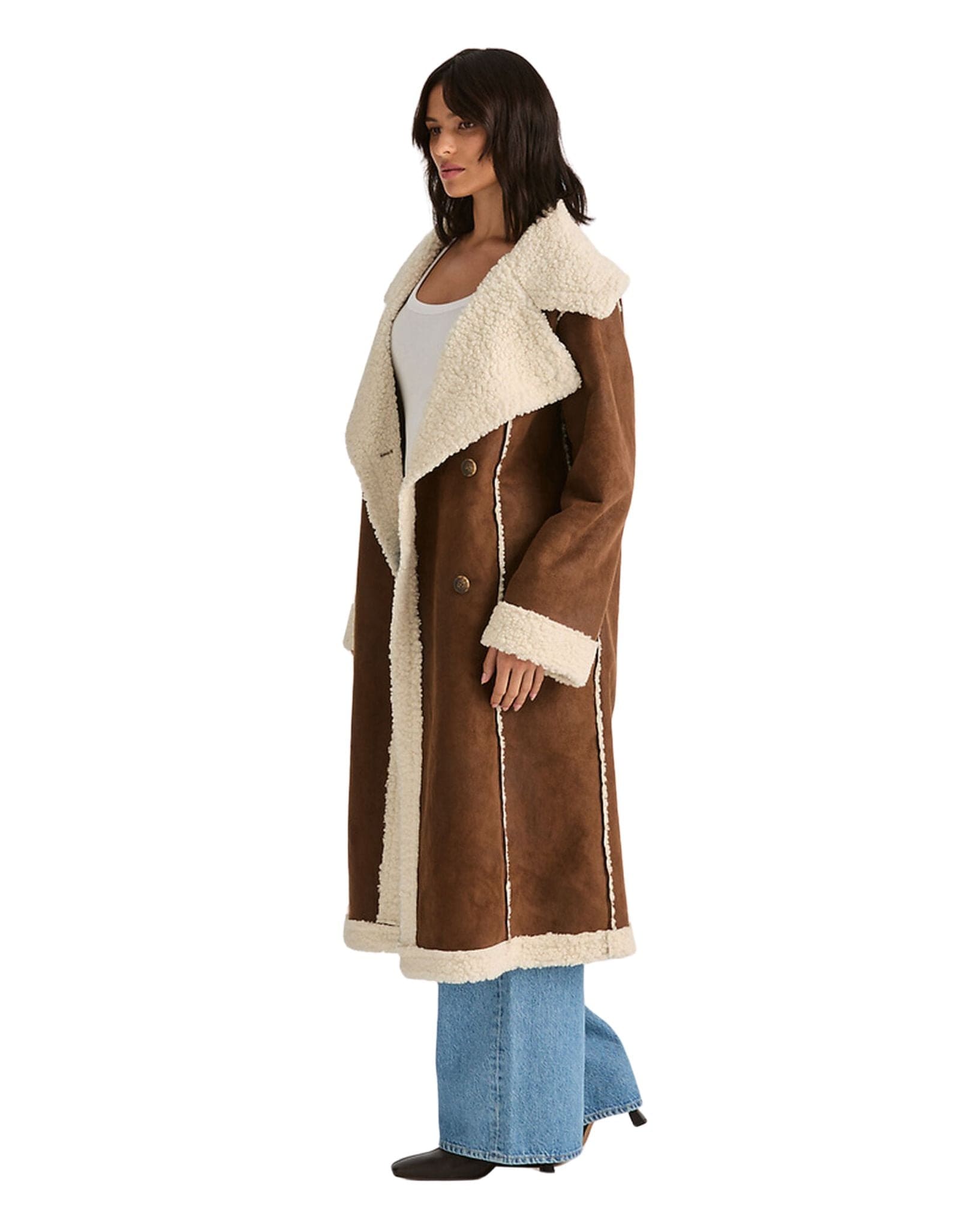 Wrangler Womens Heather Sherpa Coat - Woodland Brown