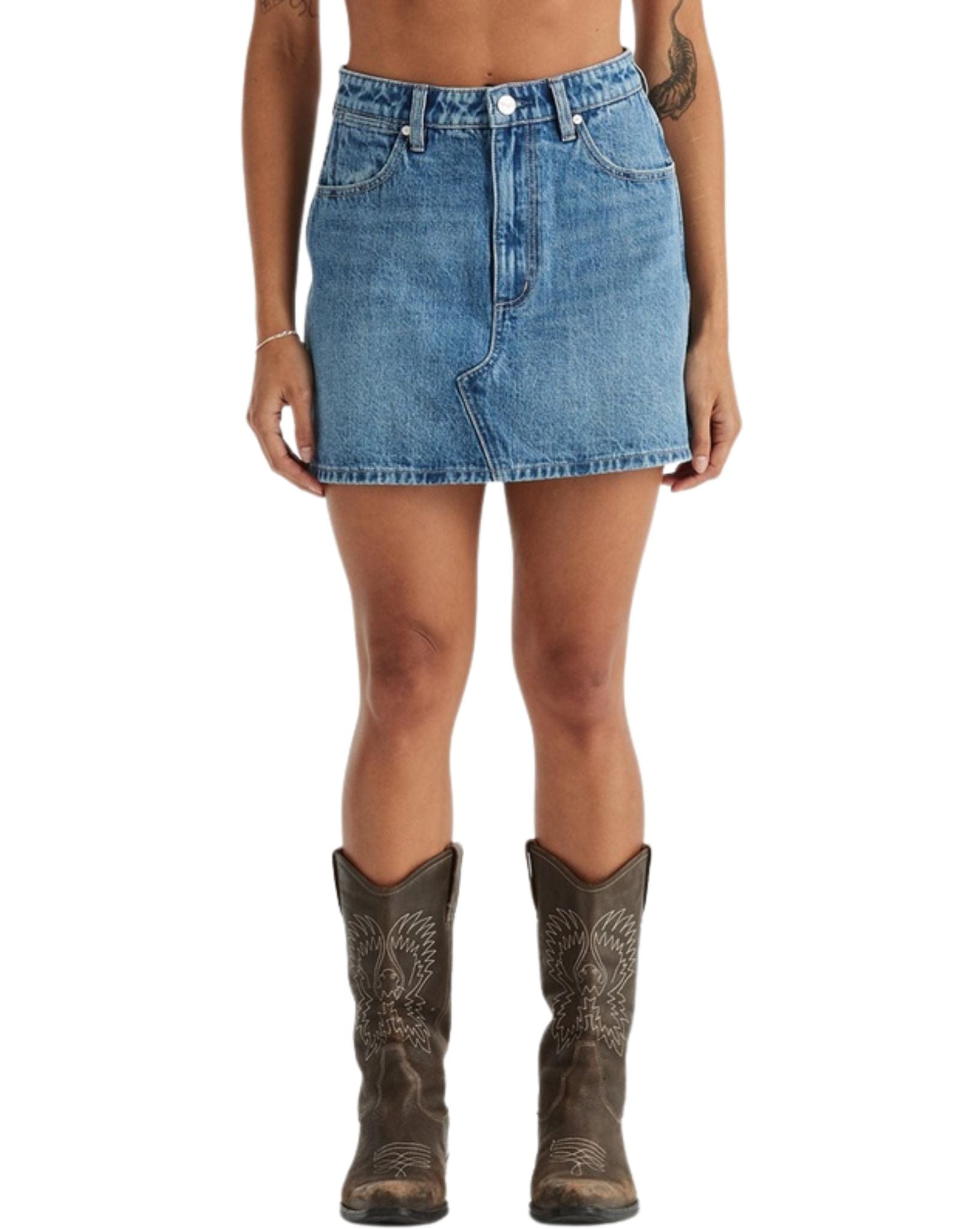 Wrangler Womens Repair Mini Skirt - Mid Days Indigo