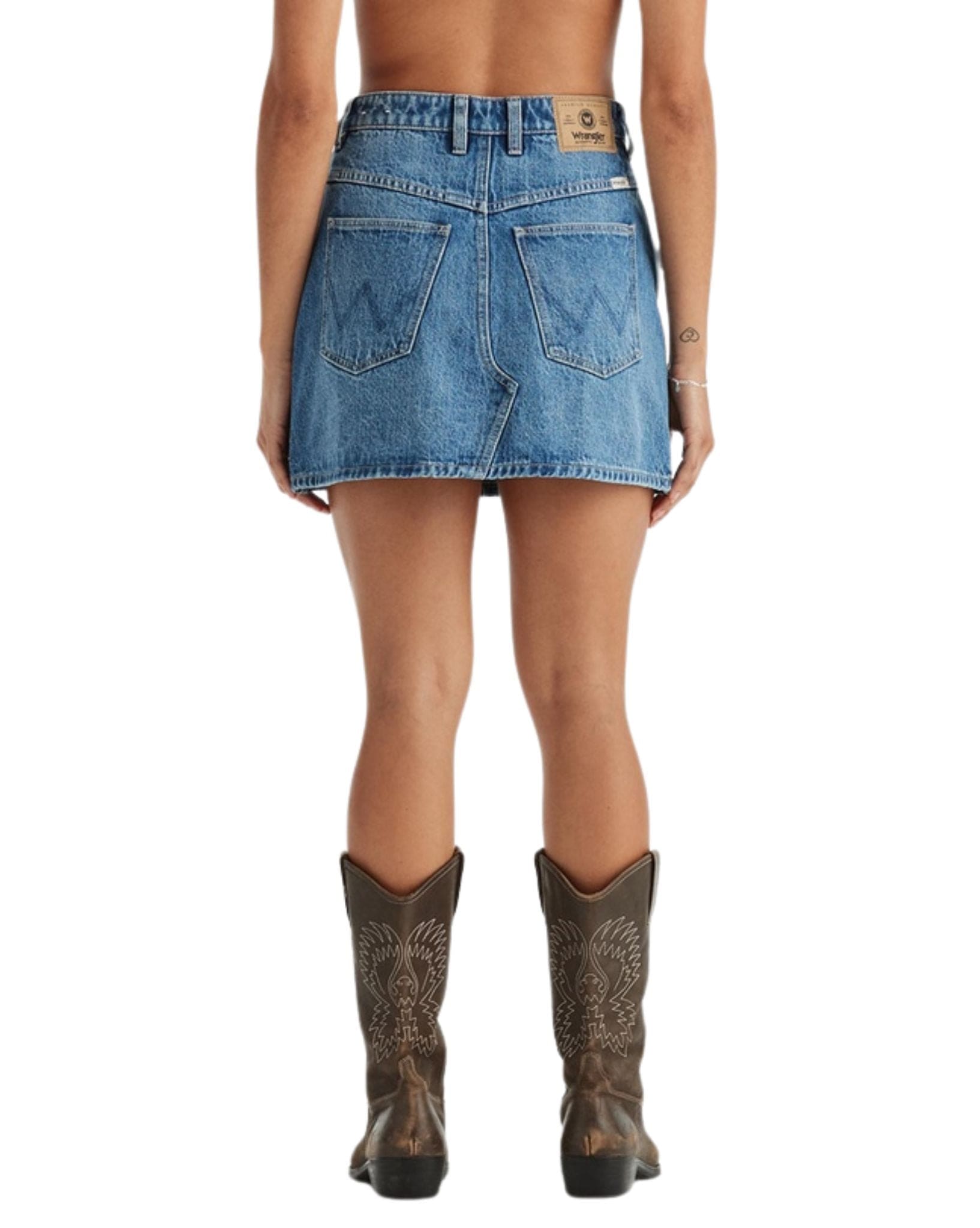 Wrangler Womens Repair Mini Skirt - Mid Days Indigo
