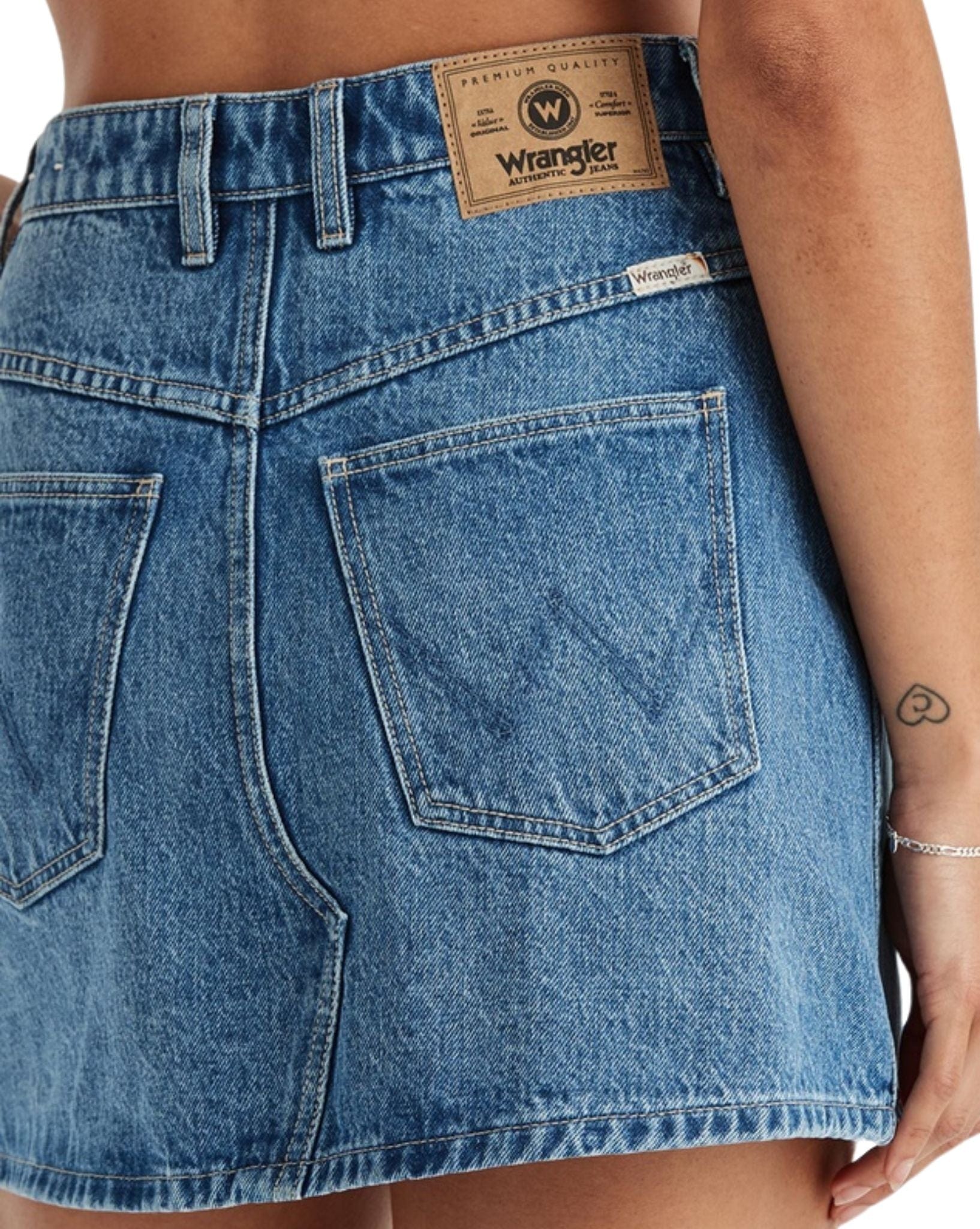 Wrangler Womens Repair Mini Skirt - Mid Days Indigo
