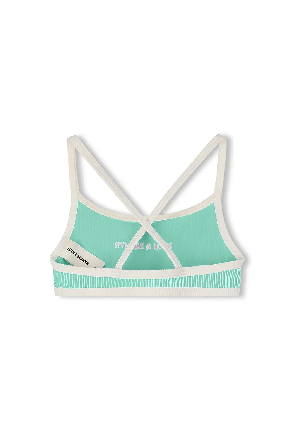 Zulu & Zephyr Girls Mini Stripe Logo Bikini Top - Aqua