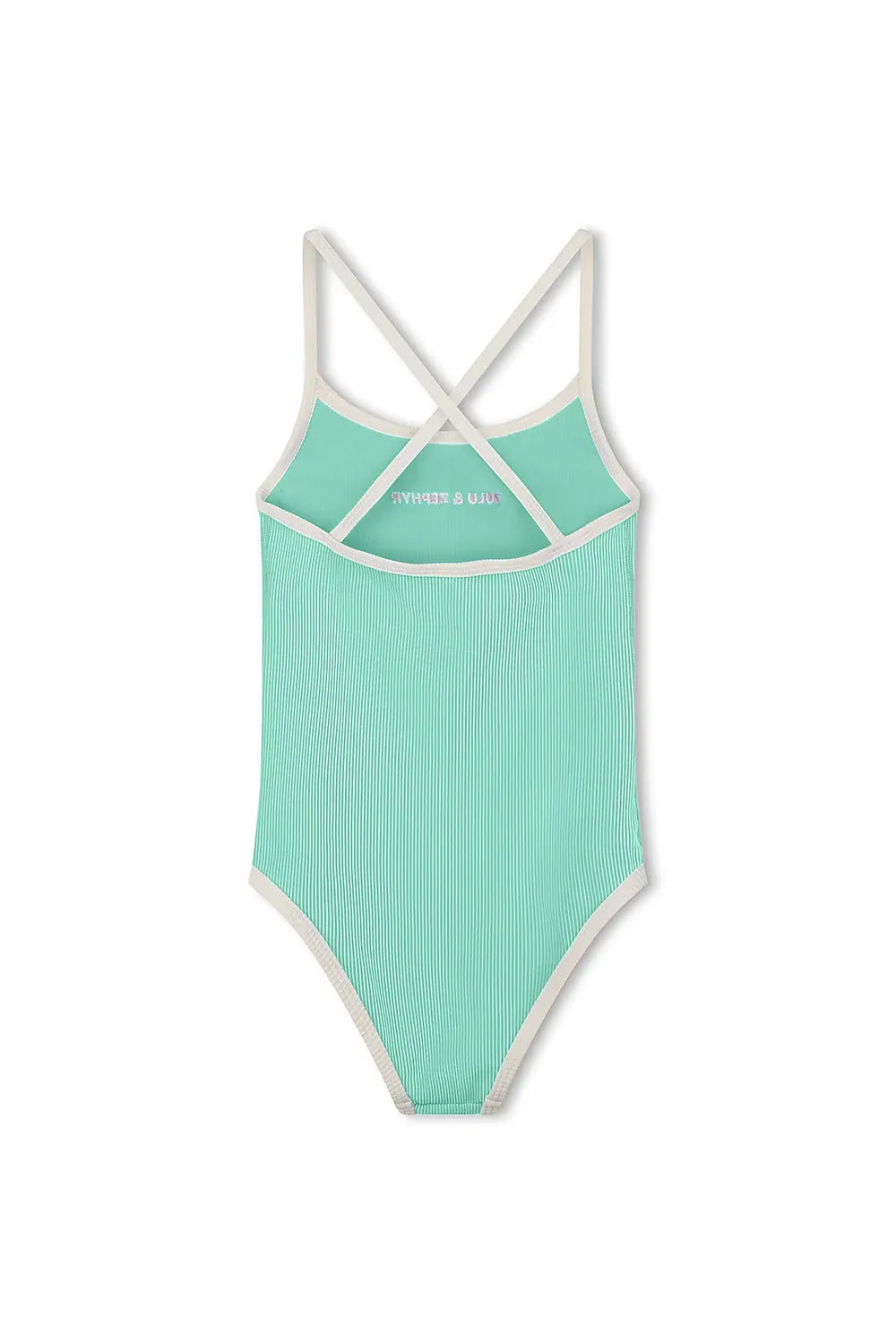 Zulu & Zephyr Girls Mini Stripe Logo One Piece - Aqua