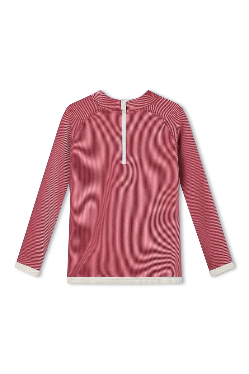 Zulu & Zephyr Girls Mini Stripe Rashie - Clay Red